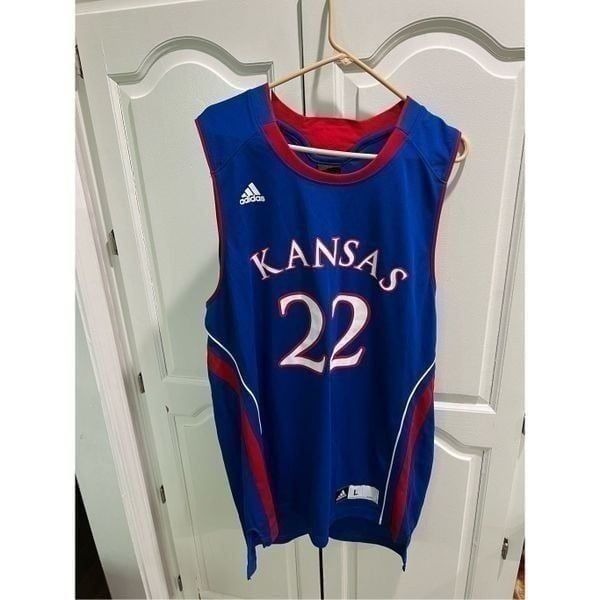Men’s Adidas Kansas Jayhawks #22 Basketball Jersey Large L