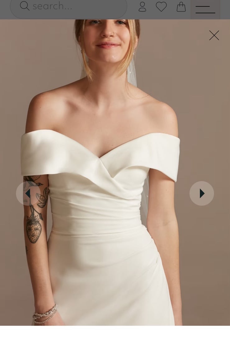 Crepe Off-the-Shoulder Sheath Wedding Dress