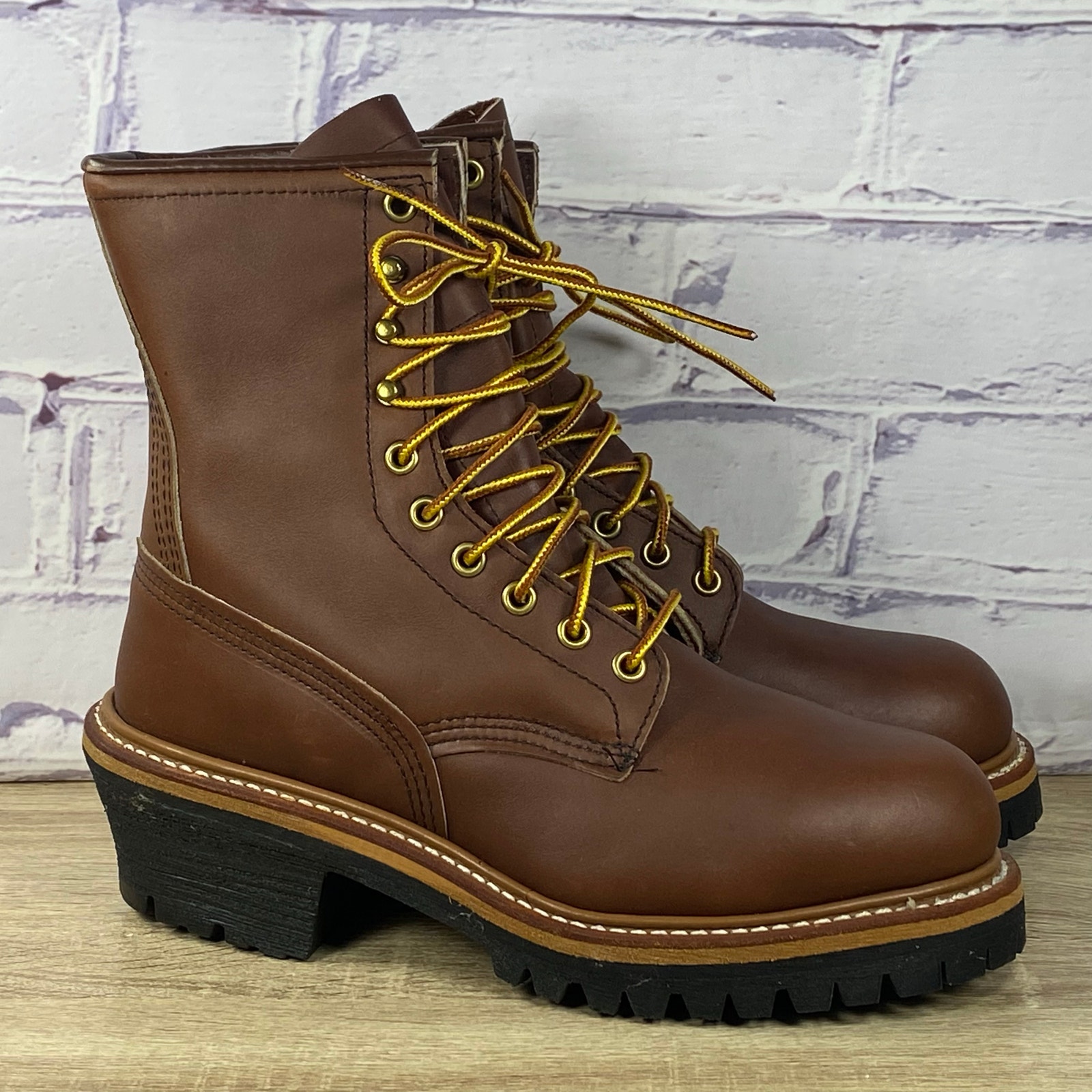 Red Wing 4418 Logger Steel Toe Utility Work Boots Men's Size 6 D Brown Leather