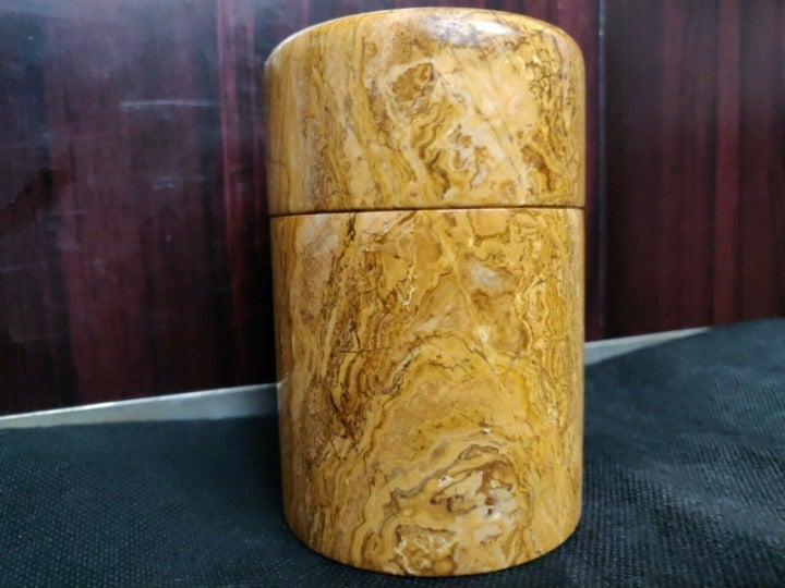 natural mineral gemstone pen holder drink cup yellow white red green translucent