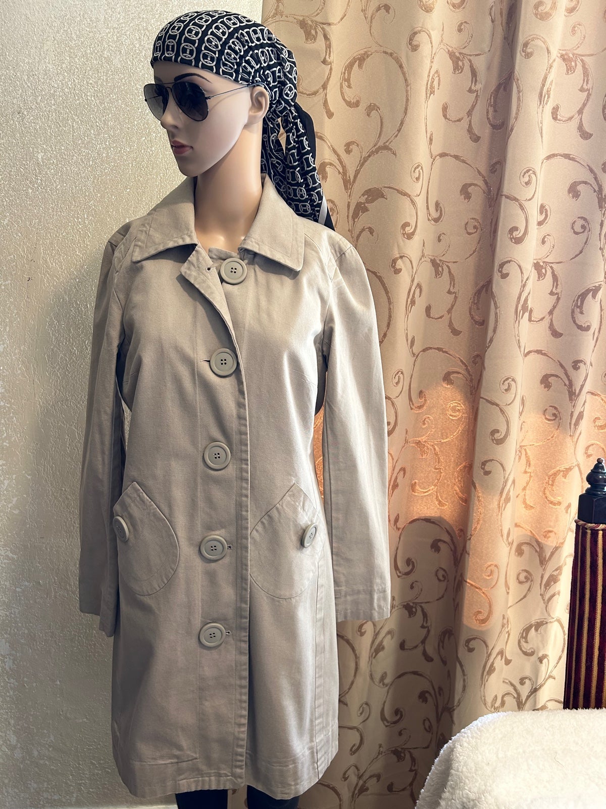 INC Women’s, Beige Trench Coat, 100% Cotton, US Size M