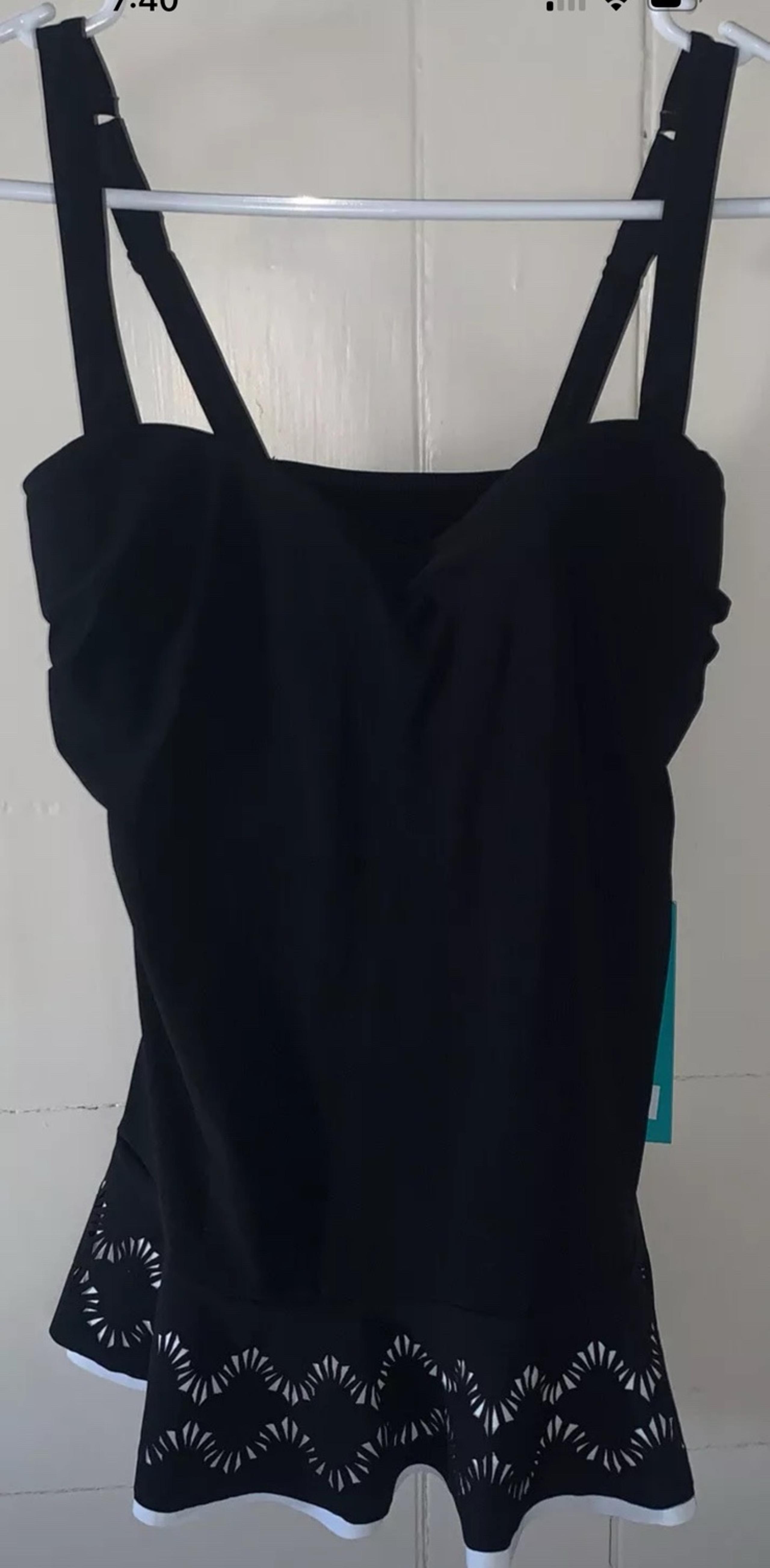 NWT! New! Profile By Gottex Black Tankini Swim Wear Top EUR 38 US 8