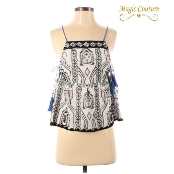 SAYLOR Gia Embroidered Tassel Top