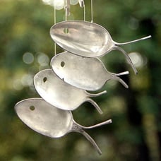 Recycled Wind Chimes, Spoon Fish Flatware Windchime, Silverware Mobile Hanging