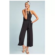 Anthropologie Maeve Corinna Wide Leg Jersey Jumpsuit in Black size XS