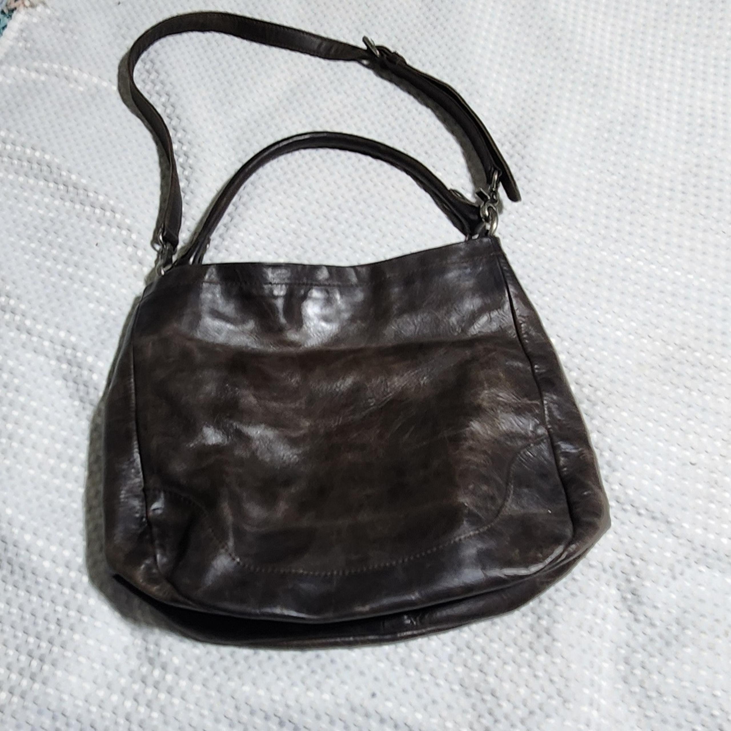 FRYE EUC CHOCOLATE BROWN MELISSA LEATHER HOBO CROSSBODY BAG