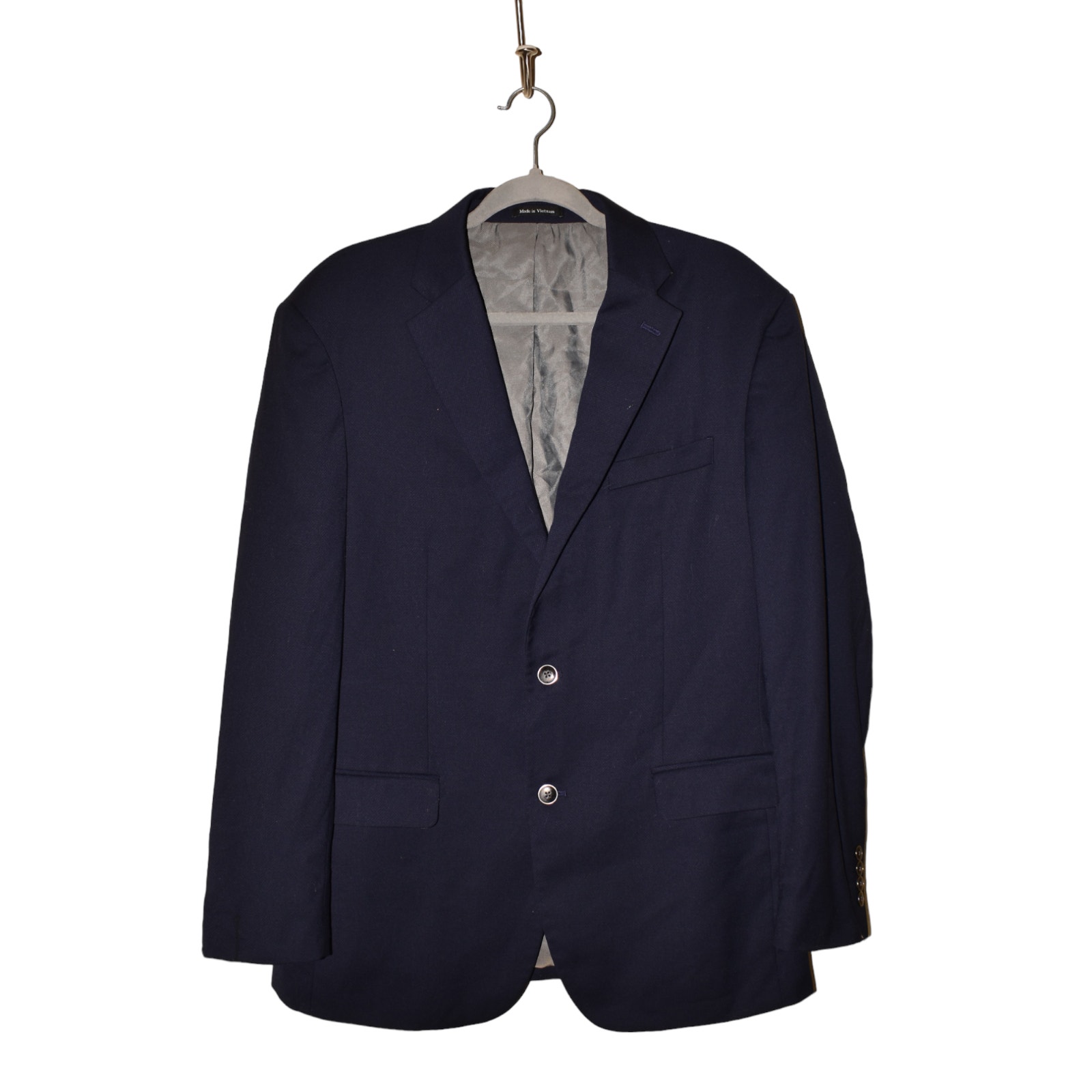 PRONTO UOMO 150 Solid Two Button Sport Coat Blazer Navy Men's 42 Long