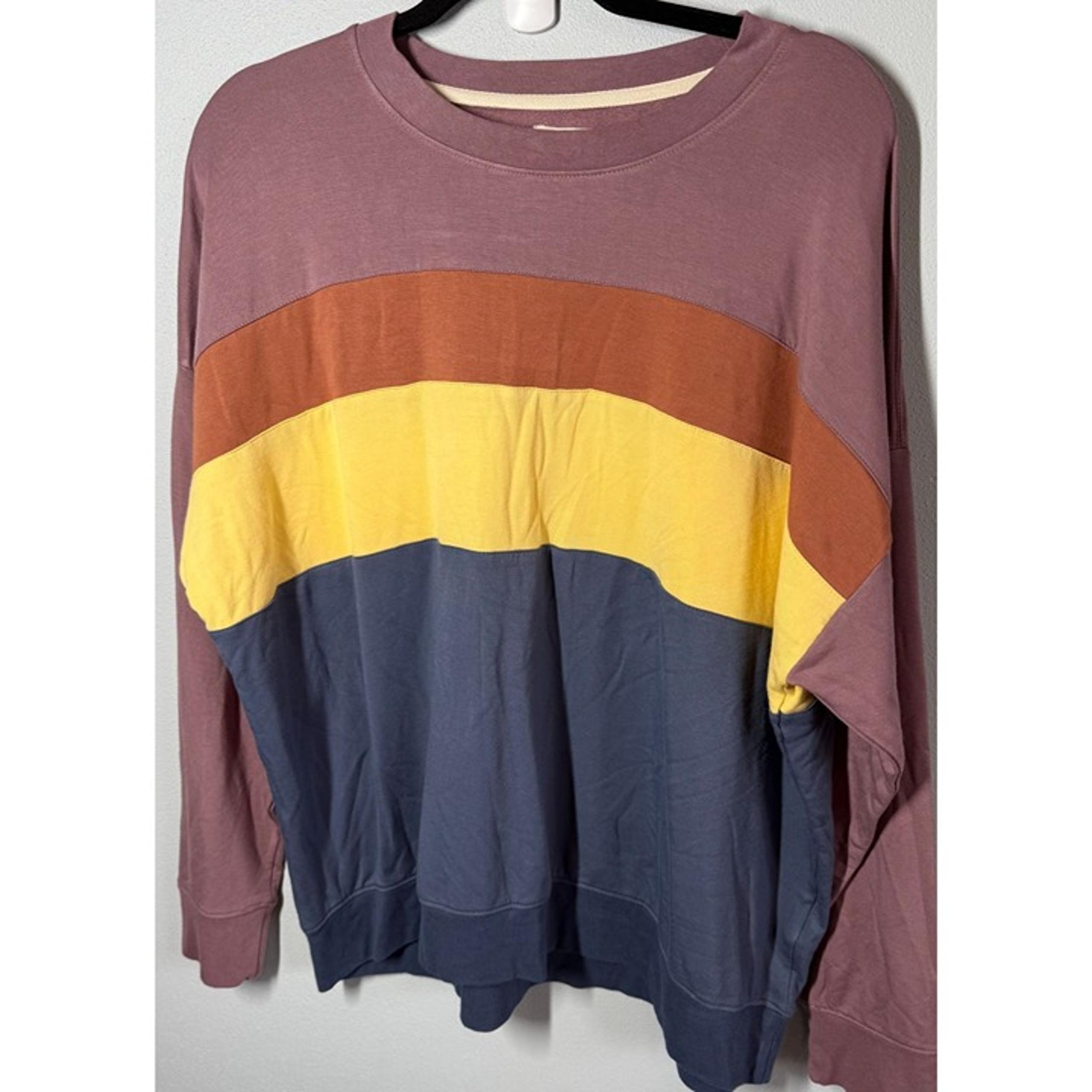 Thread & Supply Womens Color Block Crew Neck Sweatshirt "that cozy life" Medium