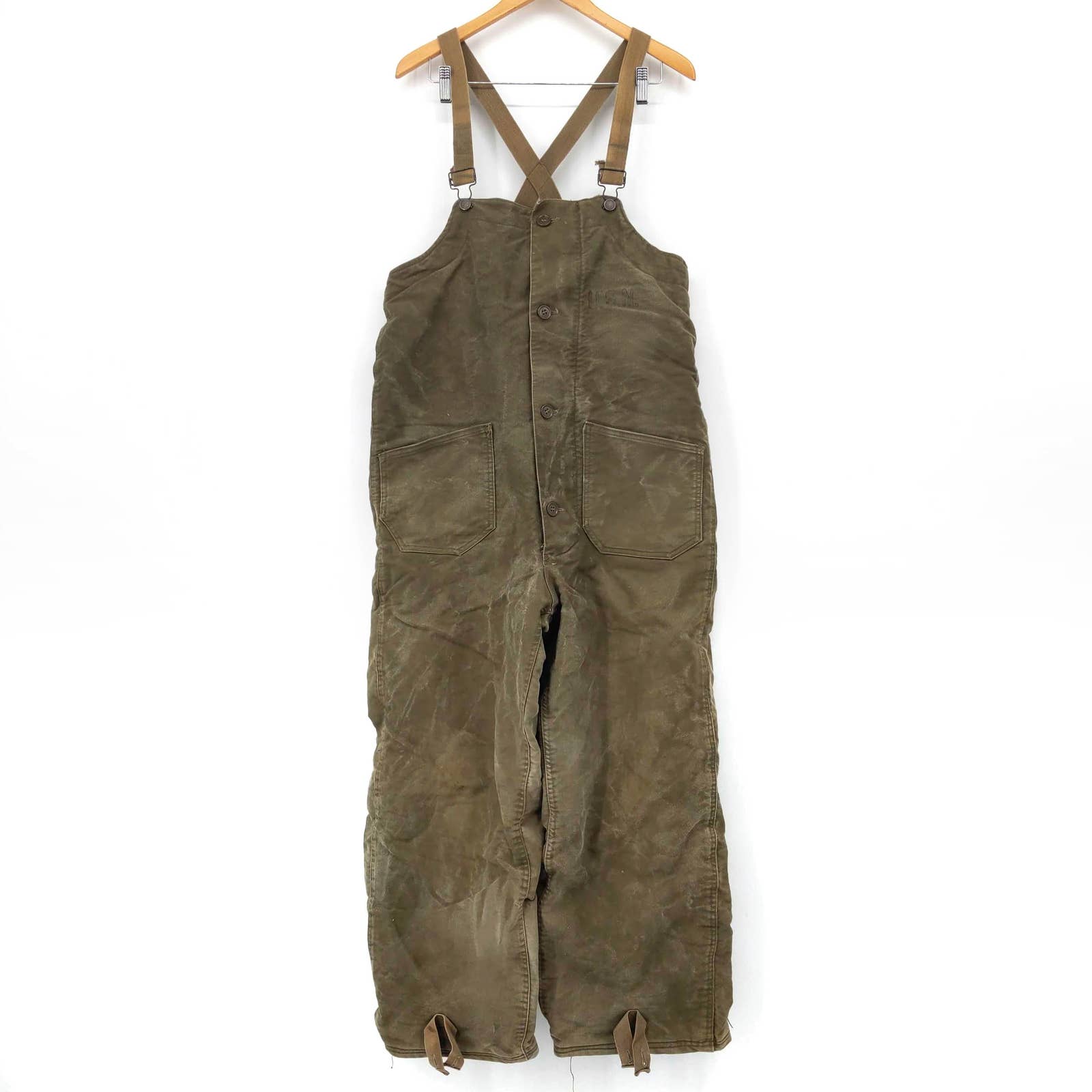 US Navy USN WWII Bibs Overalls Cold Weather Deck Pants Wool Lined Military Army