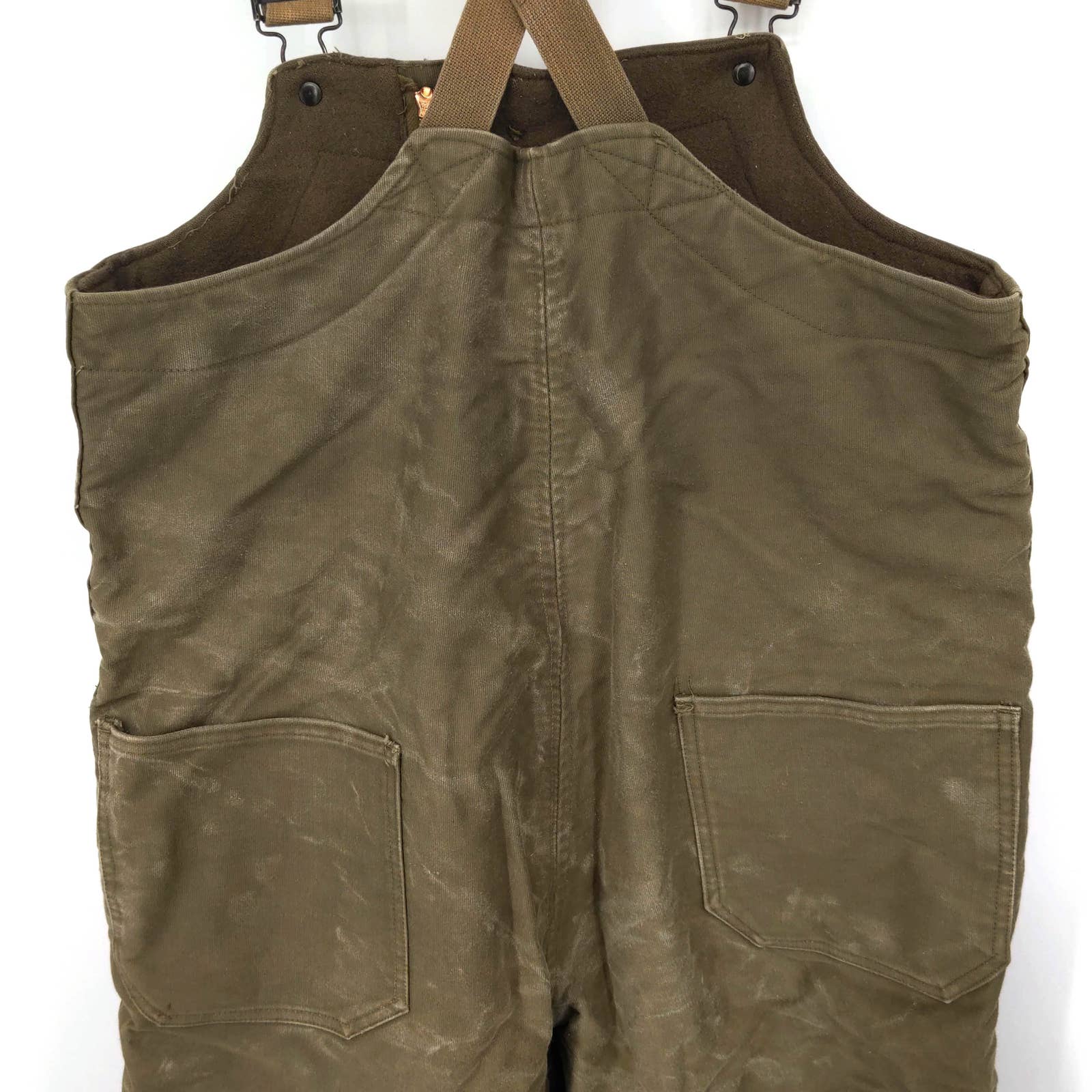 US Navy USN WWII Bibs Overalls Cold Weather Deck Pants Wool Lined Military Army - detail