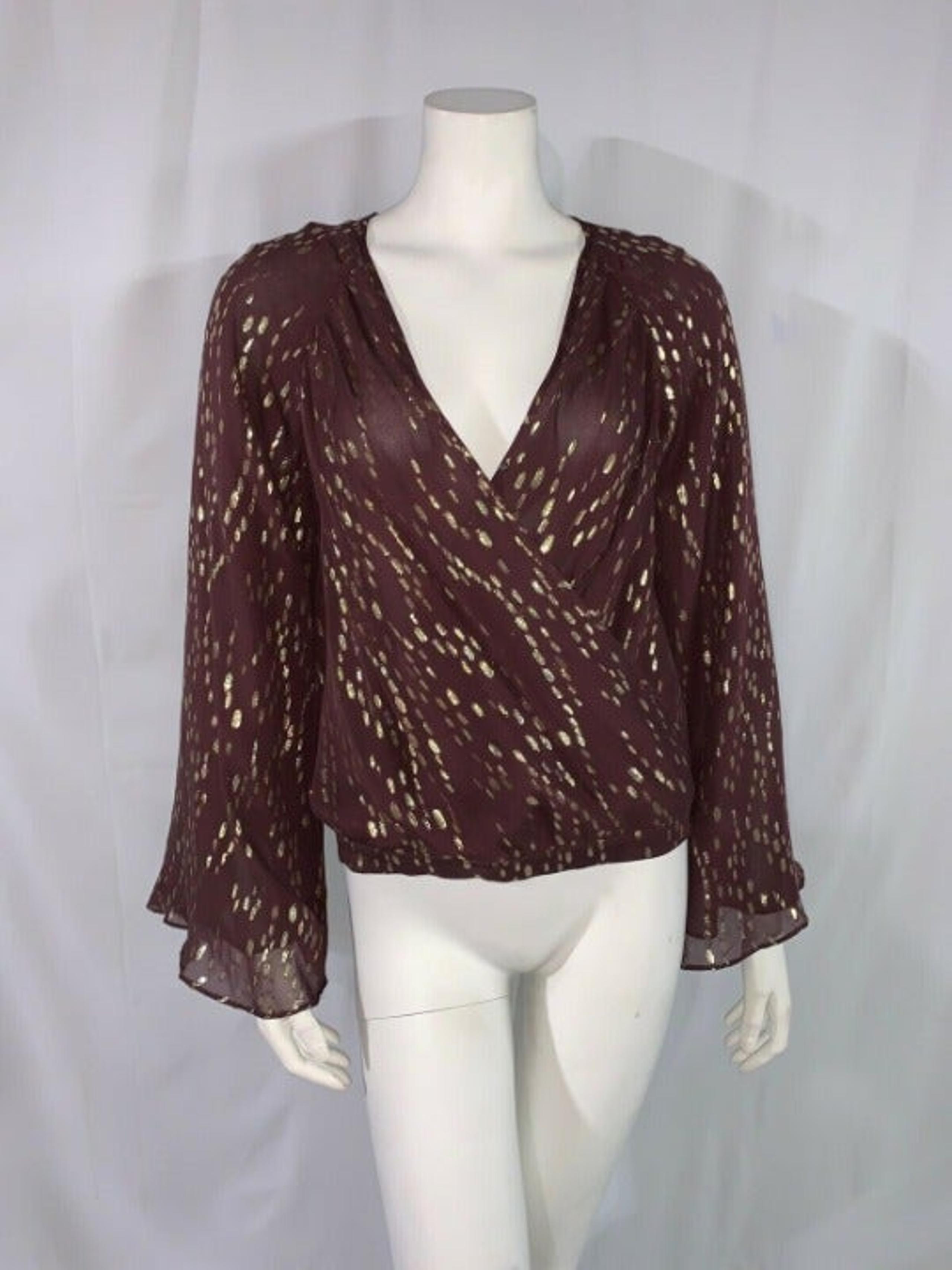 Anthropologie Purple Gold Blouse Size S