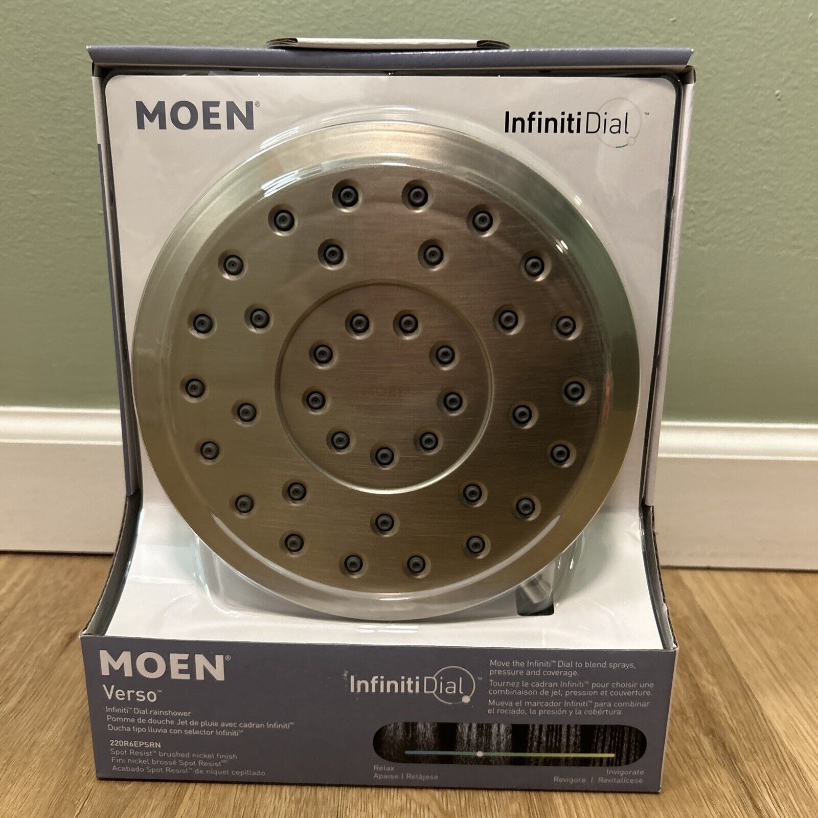 *NEW* Moen Verso 6 infinity dial round rain shower head spot resistant nickel