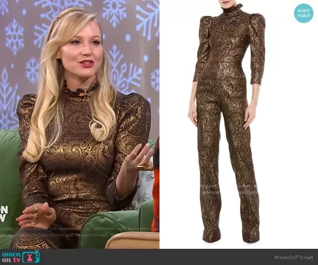 NWOT ALICE + OLIVIA Jorah metallic brocade wide-leg jumpsuit