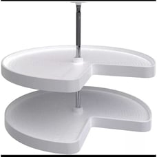 Rev-A-Shelf 28 28 White Polymer 2-Shelf Kidney-Shaped Lazy Susan Set