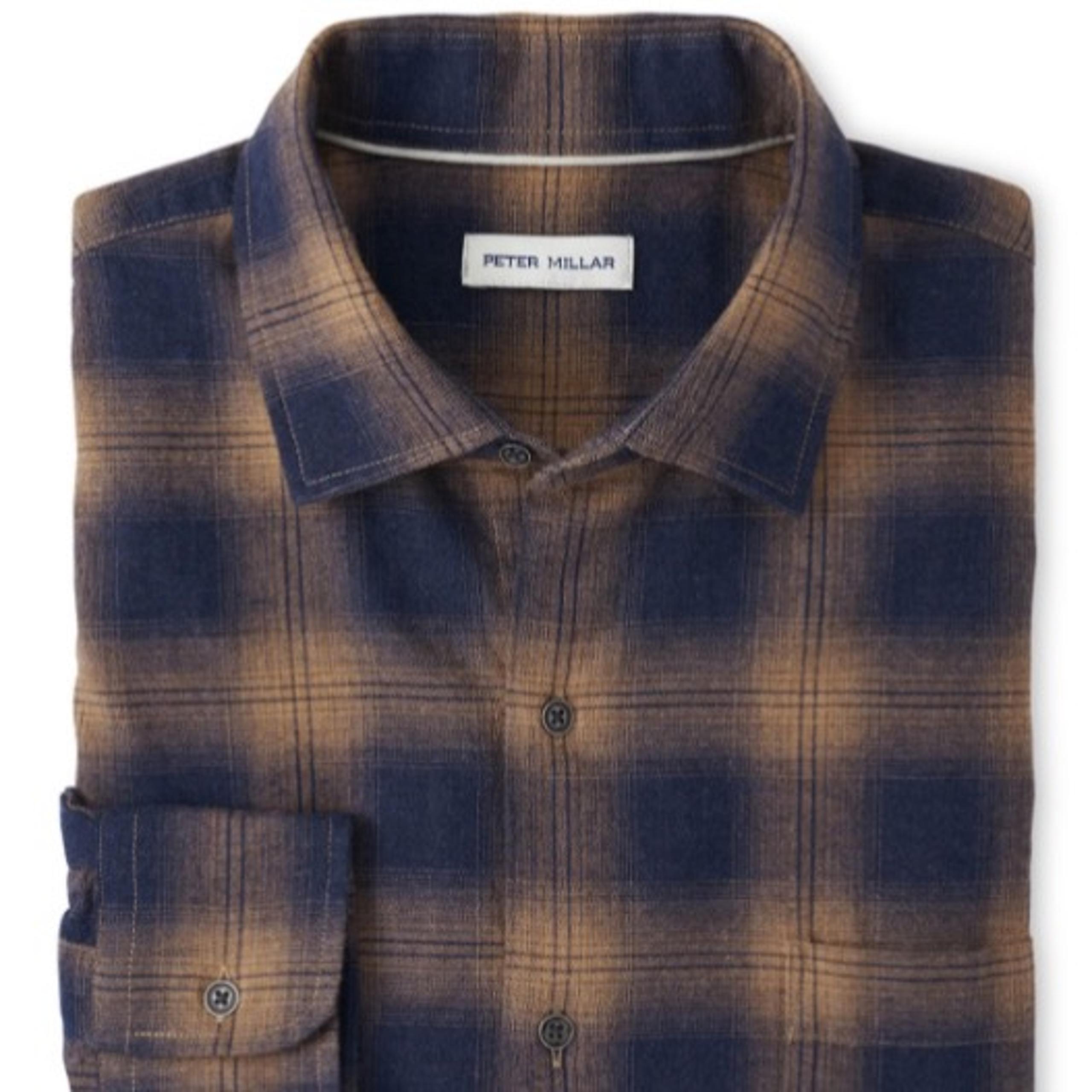 Peter Millar Crown Men's XL Navy Edgehill Cotton Sport Shirt MSRP $160