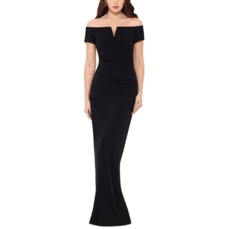 Xscape Off the Shoulder Gown Dress Black Women's Size 4