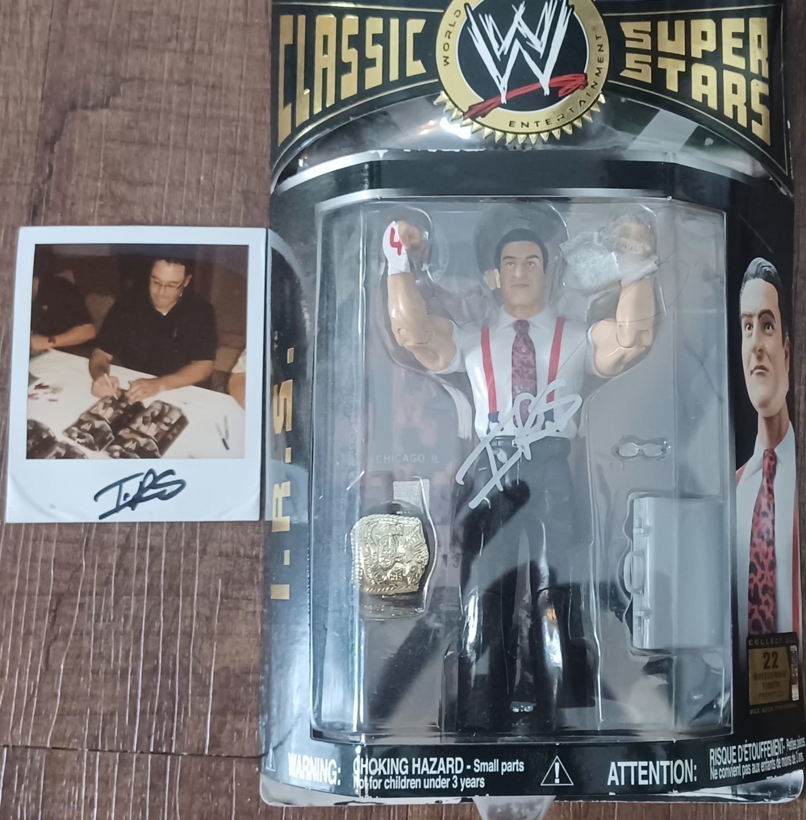 wwf jakks pacific IRS double autograph figure and Polaroid