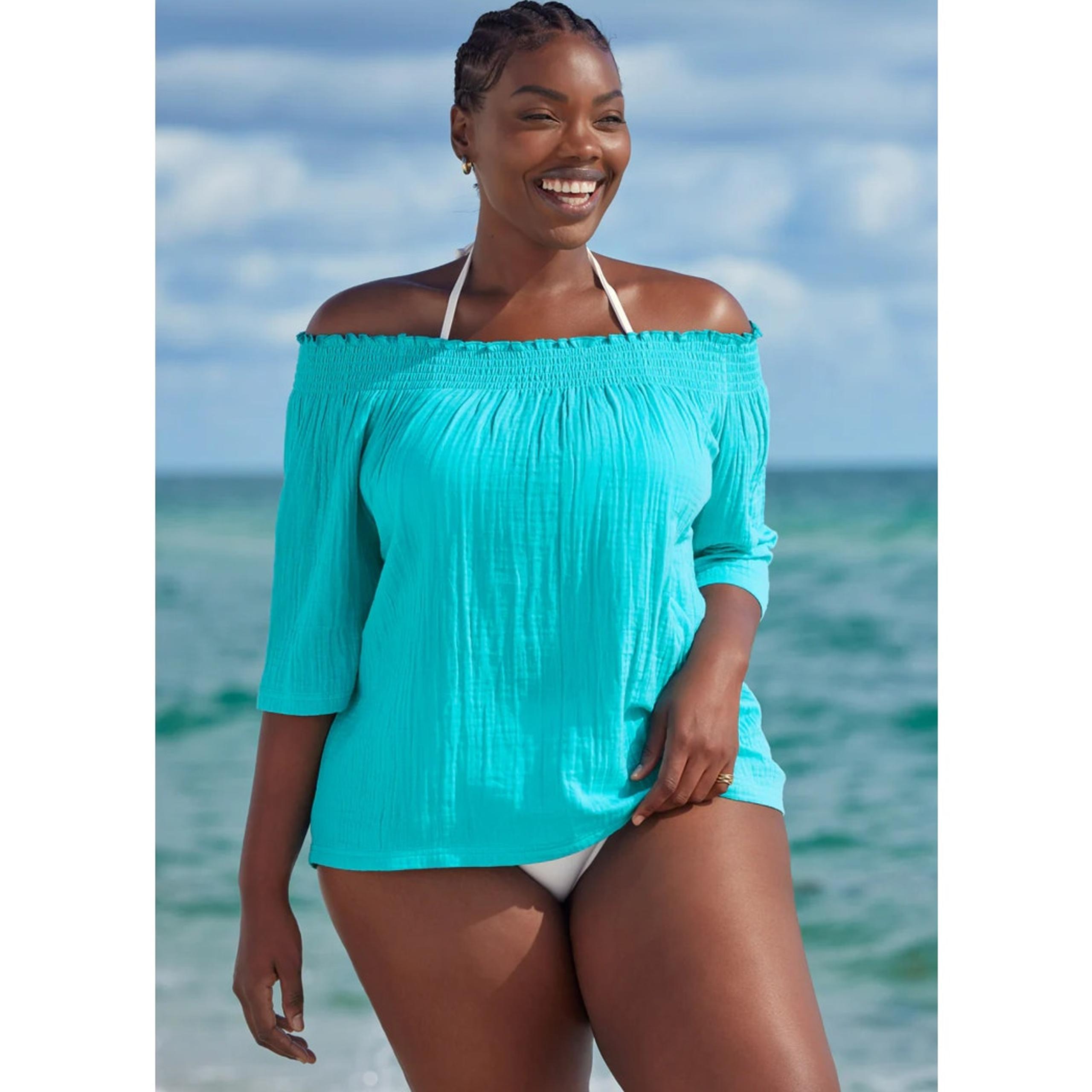 Venus Pack And Go Shirt Cover-Up Size XL in Aqua Reef