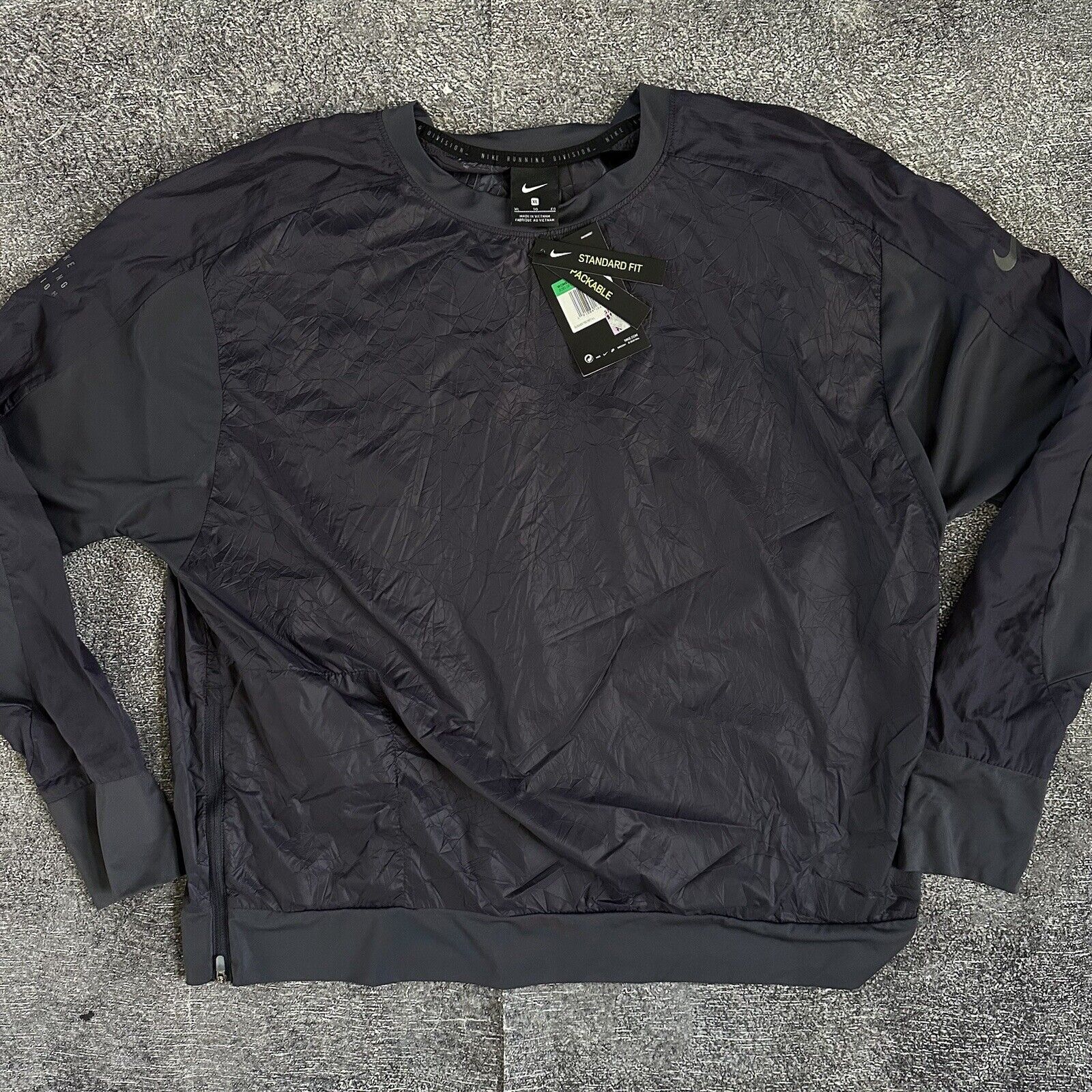 NWT Women's Nike Run Division Lightweight Gray Running Windbreaker Jacket Sz XL