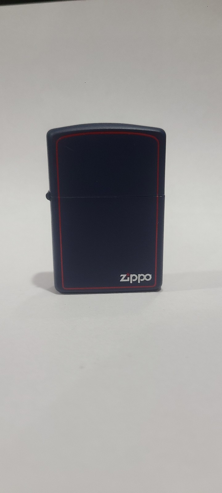 Zippo NavyBlue Matte Zippo Logo Red Border 1990
