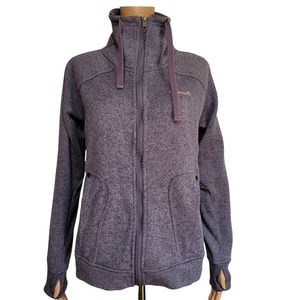 Avalanche Womens Jacket Purple Heathered Thumb Hole Drawstring Full Zipper M