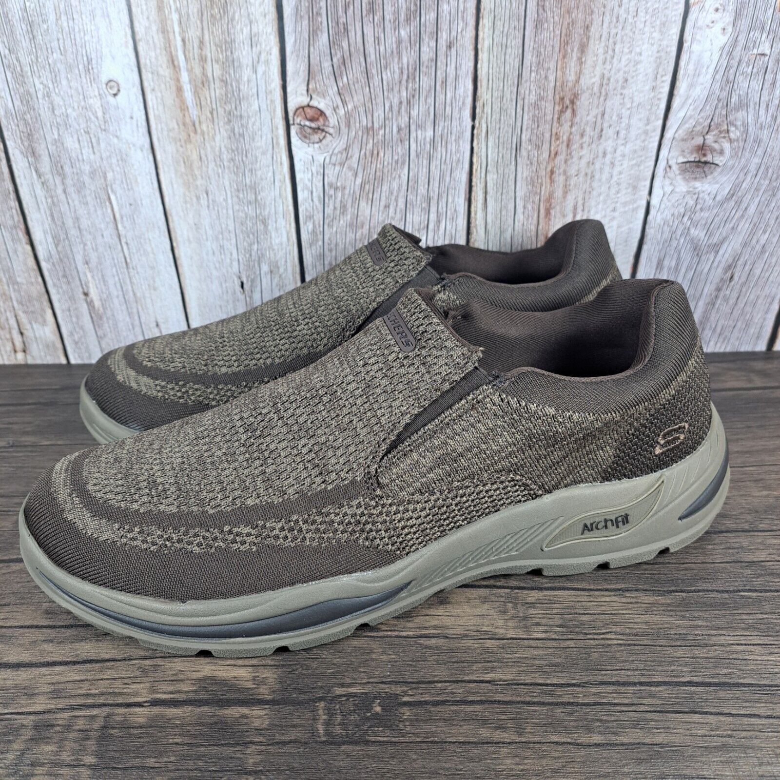 Skechers Motley Vaseo Arch Fit Slip On Loafer Men's Sz 13 Brown (VGC)