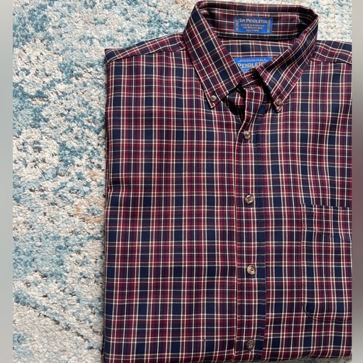 [Pendleton] Sir Pendleton 100% Pure Virgin Wool Plaid Button Down- Large Long
