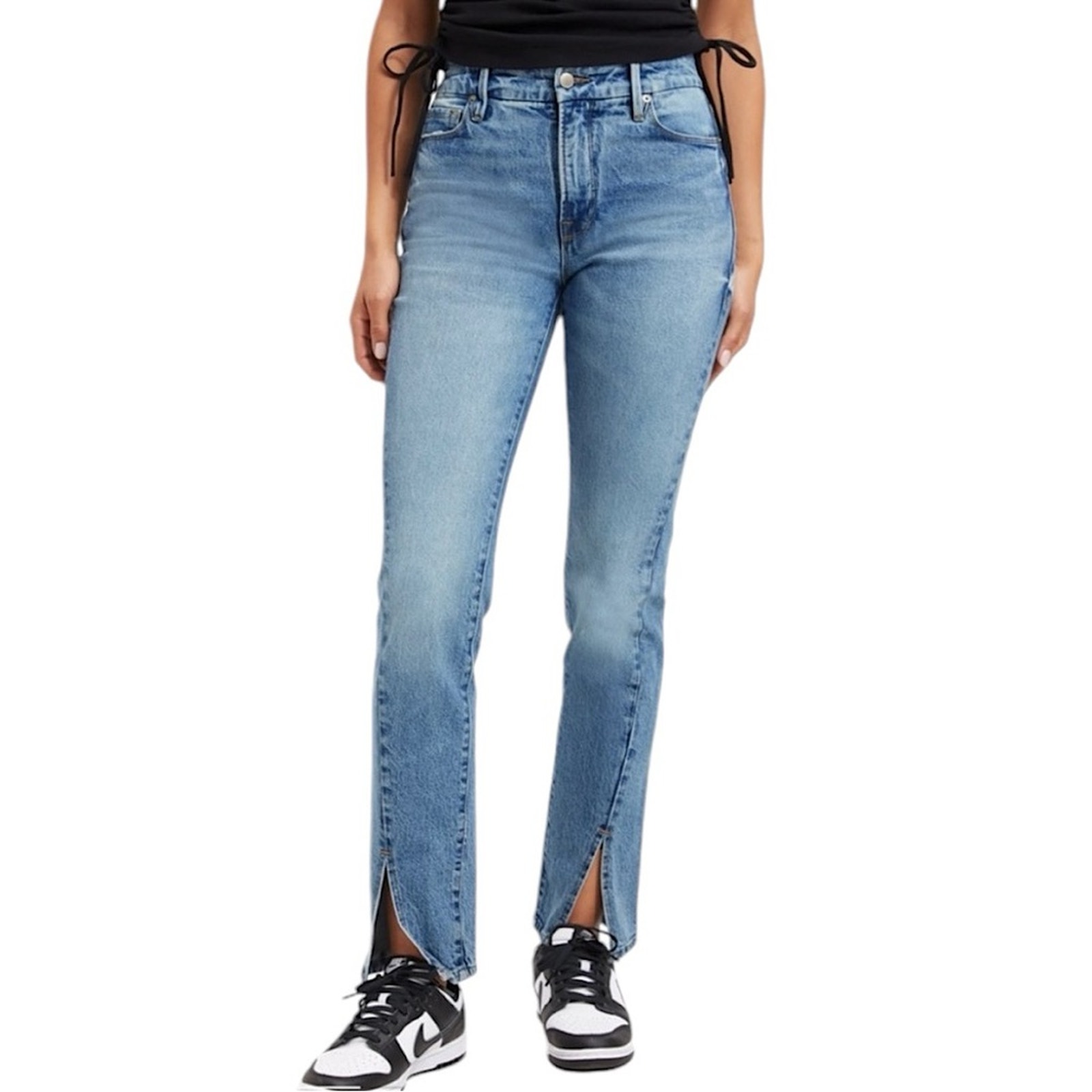 NWT Good American Good Classic Twisted Slit Straight Jeans Size 2/26 Retail 155