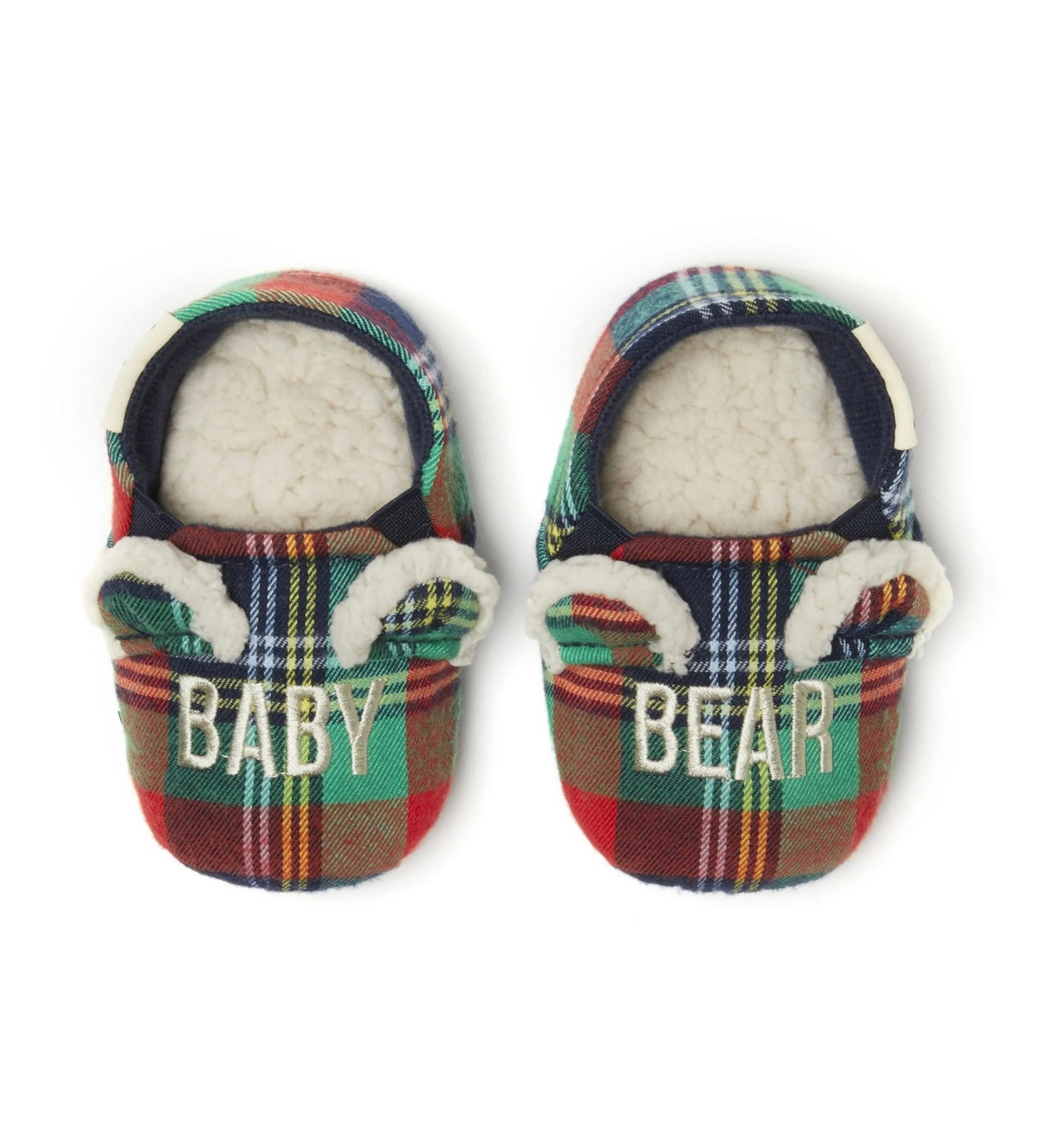 Dearfoams Memory Foam Toddler Cozy Slippers - Plaid Baby Bear - Size 5/6 NWT