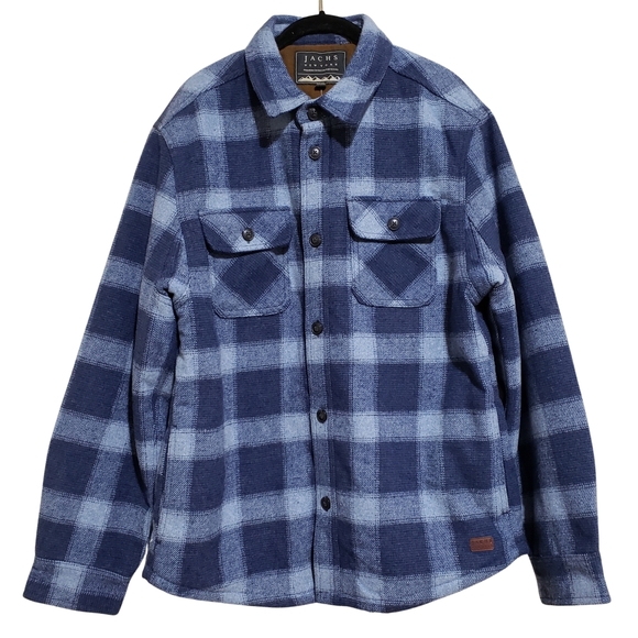 Jachs Shirt Jacket Wool Blend Exterior Pile Fleece Lining Men Blue NWT