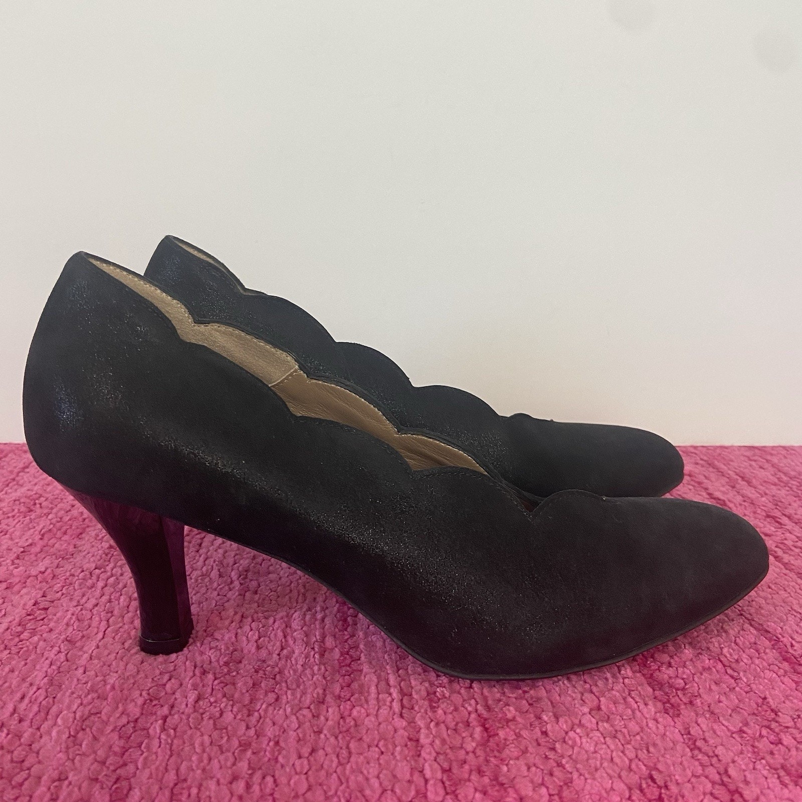 Beautifeel Cerise Leather Heels Black Shimmer Size EU 38/US 7.5