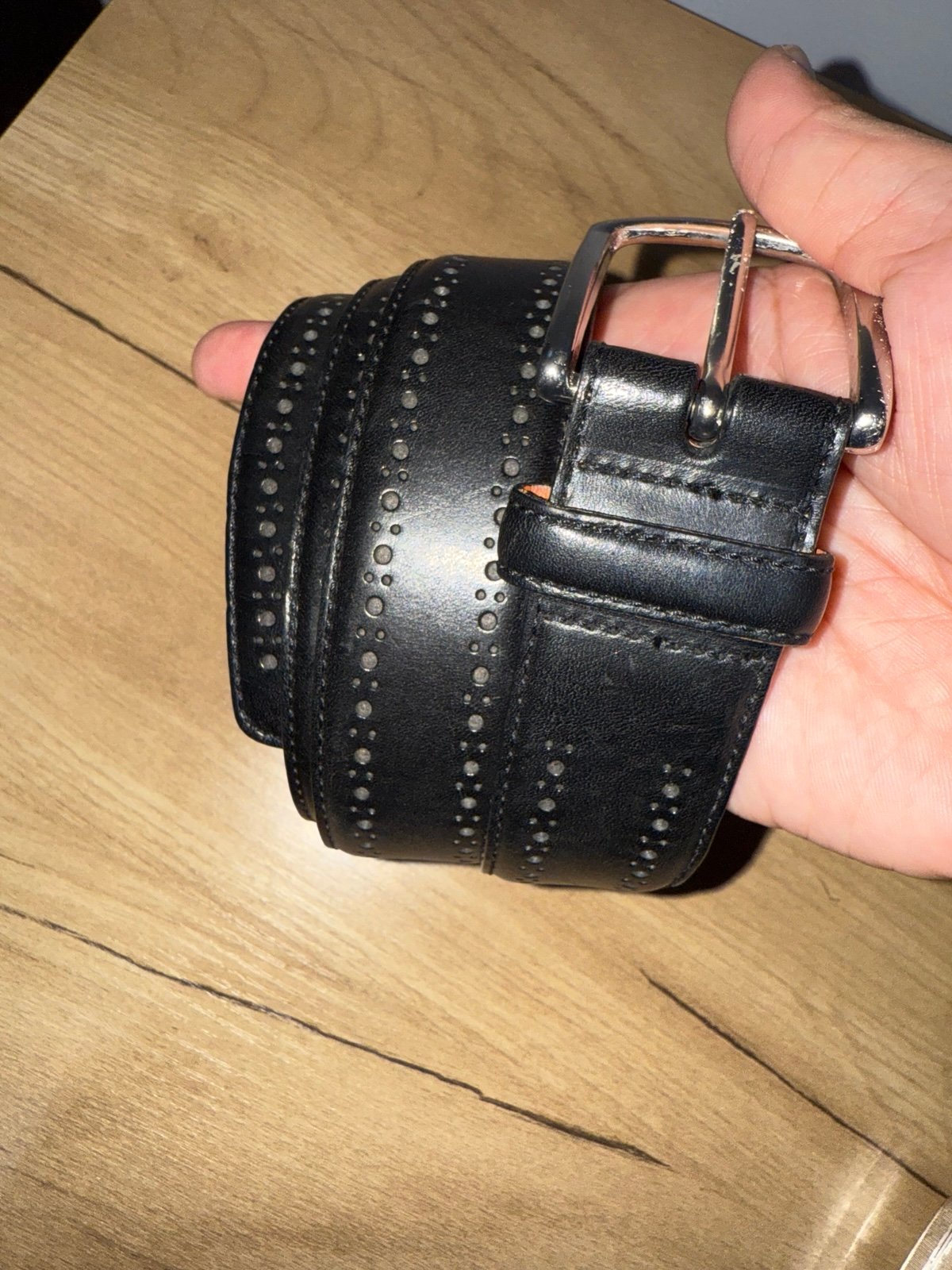 Allen Edmonds Black Leather Belt Size 32 USA Made 34”