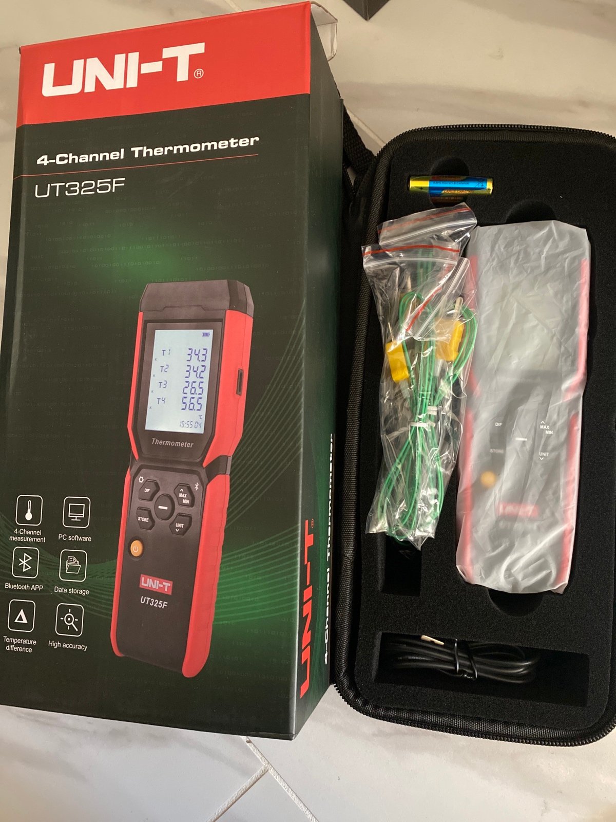 UNI-T UT325F 4CH Thermocouple Thermometer Type K J T E R S N ℃/℉/K Bluetooth