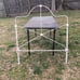 Antique Chippy White Metal Headboard Solid Cast Iron Flower Pattern Twin 1900s