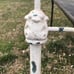 Antique Chippy White Metal Headboard Solid Cast Iron Flower Pattern Twin 1900s
