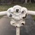 Antique Chippy White Metal Headboard Solid Cast Iron Flower Pattern Twin 1900s