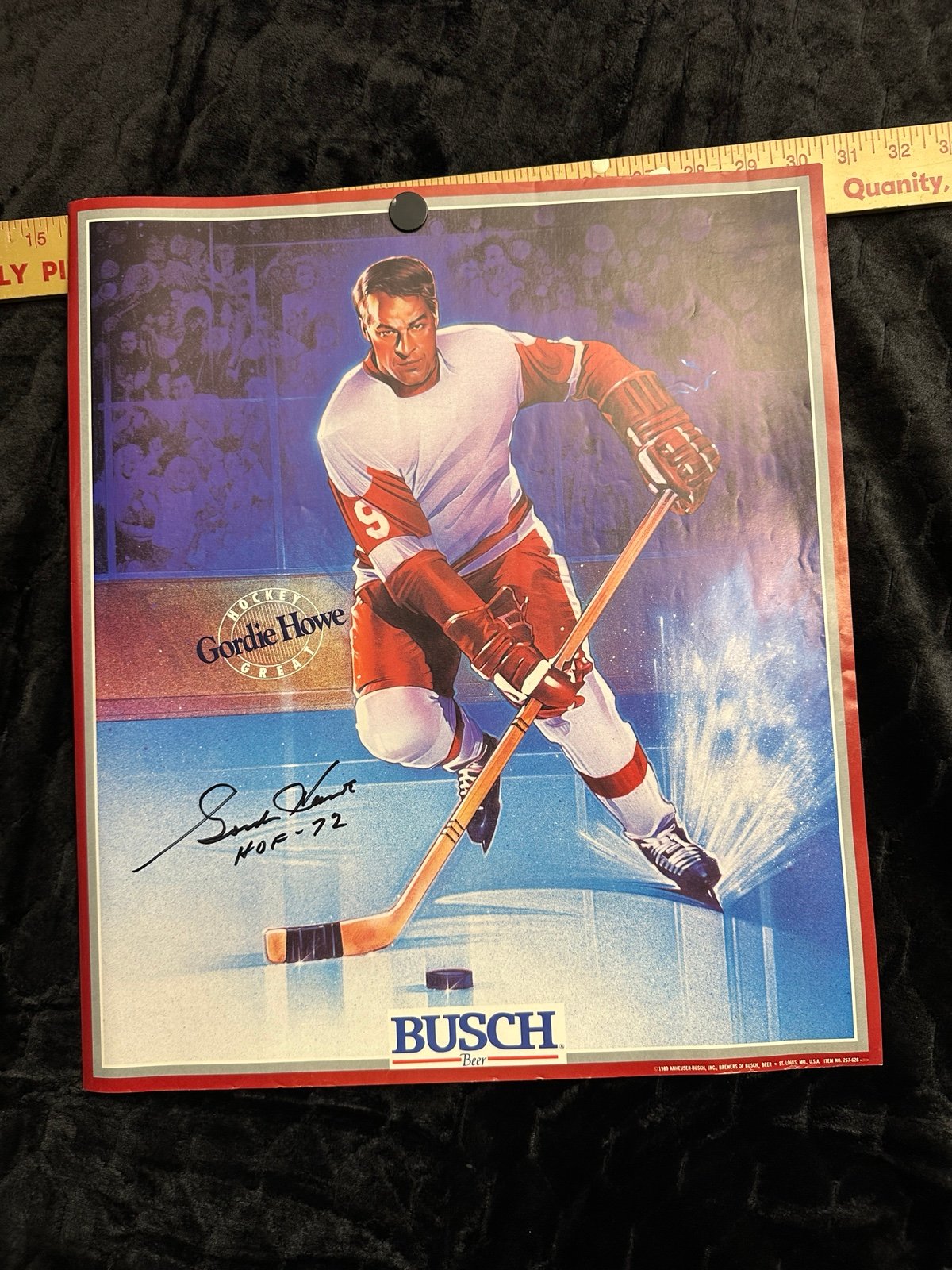VTG ORIGINAL 18 X 15 1989 ANHEUSER BUDWEISER GORDIE HOWE NHL HOF POSTER Signed