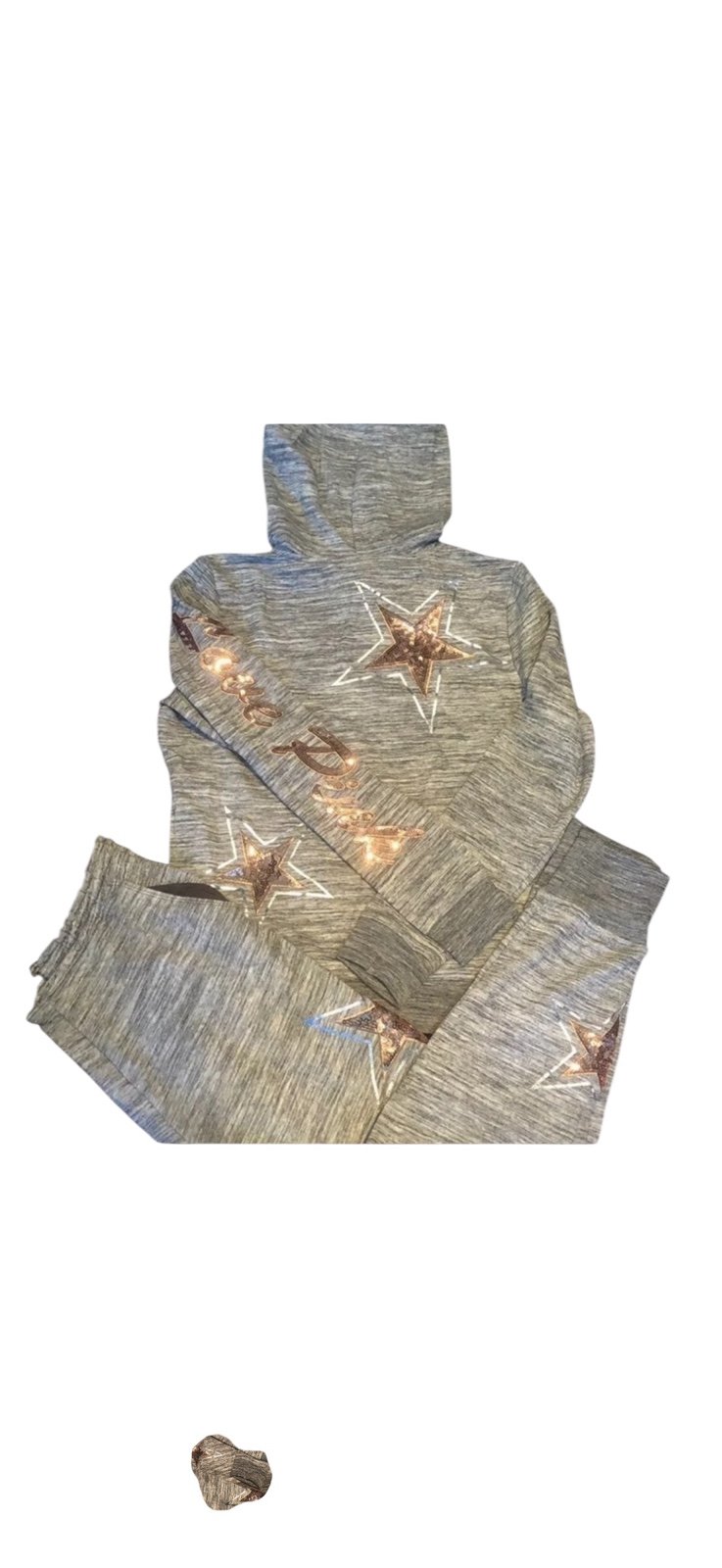 Rose Gold Star Sequins Pink Joggers Set