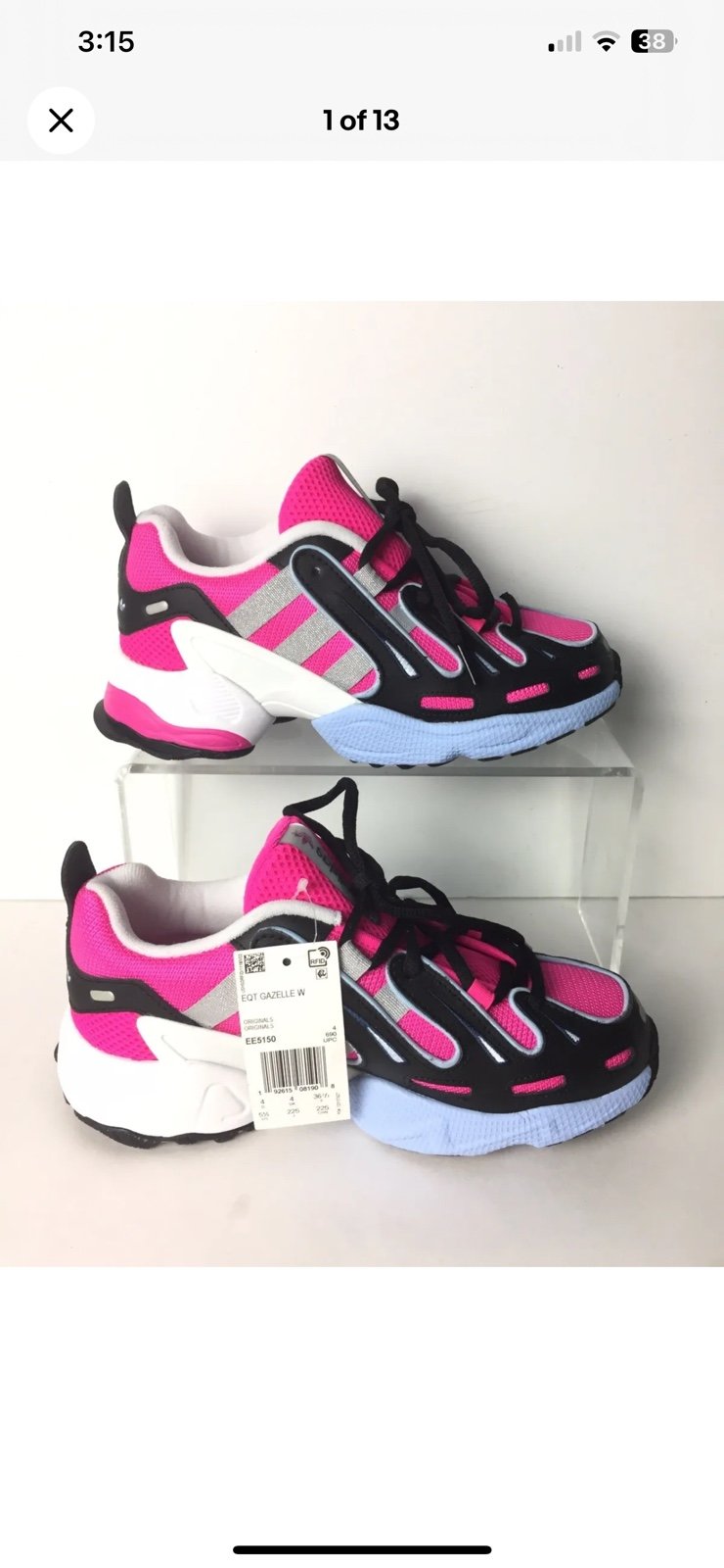 New ADIDAS Originals EQT Gazelle Womens Shock Pink size 5.5 Sneakers EE5150