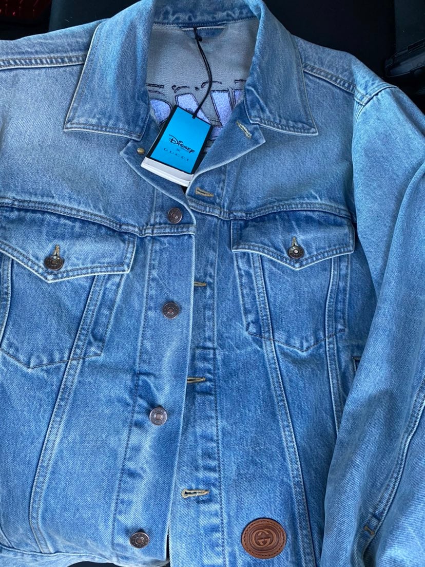New Gucci x Disney Men's Donald Duck Flash Embroidered Denim