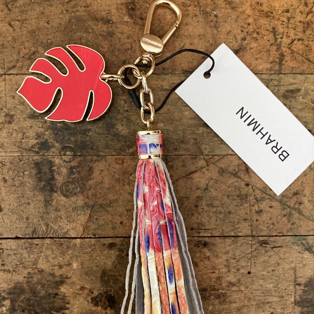 Brahmin Celebrate Melbourne Palm Leaf Leather Tassel --NWT