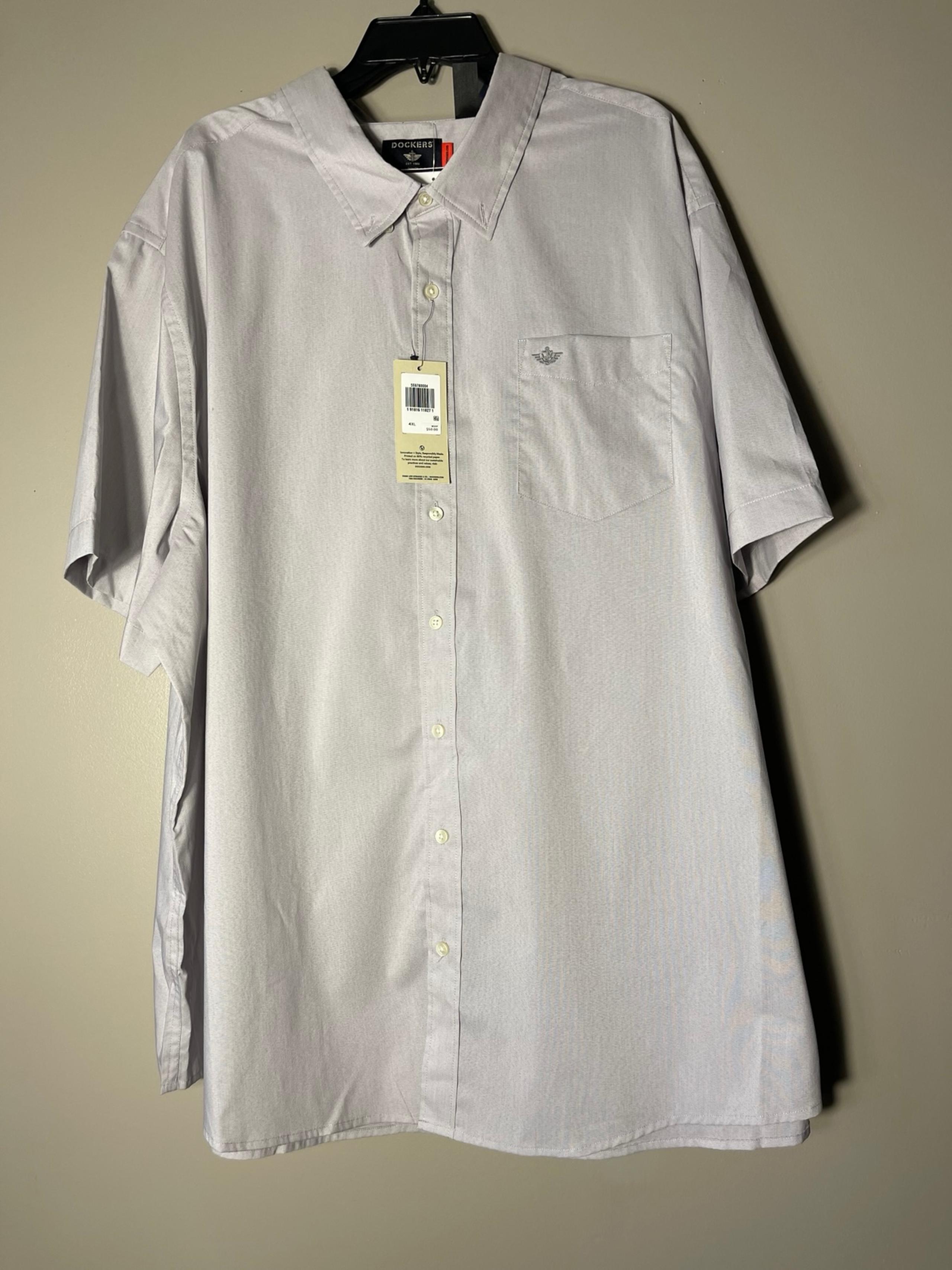 Dockers Men’s Collared Button Down Shirt Signature Comfort Big & Tall 4XLT New