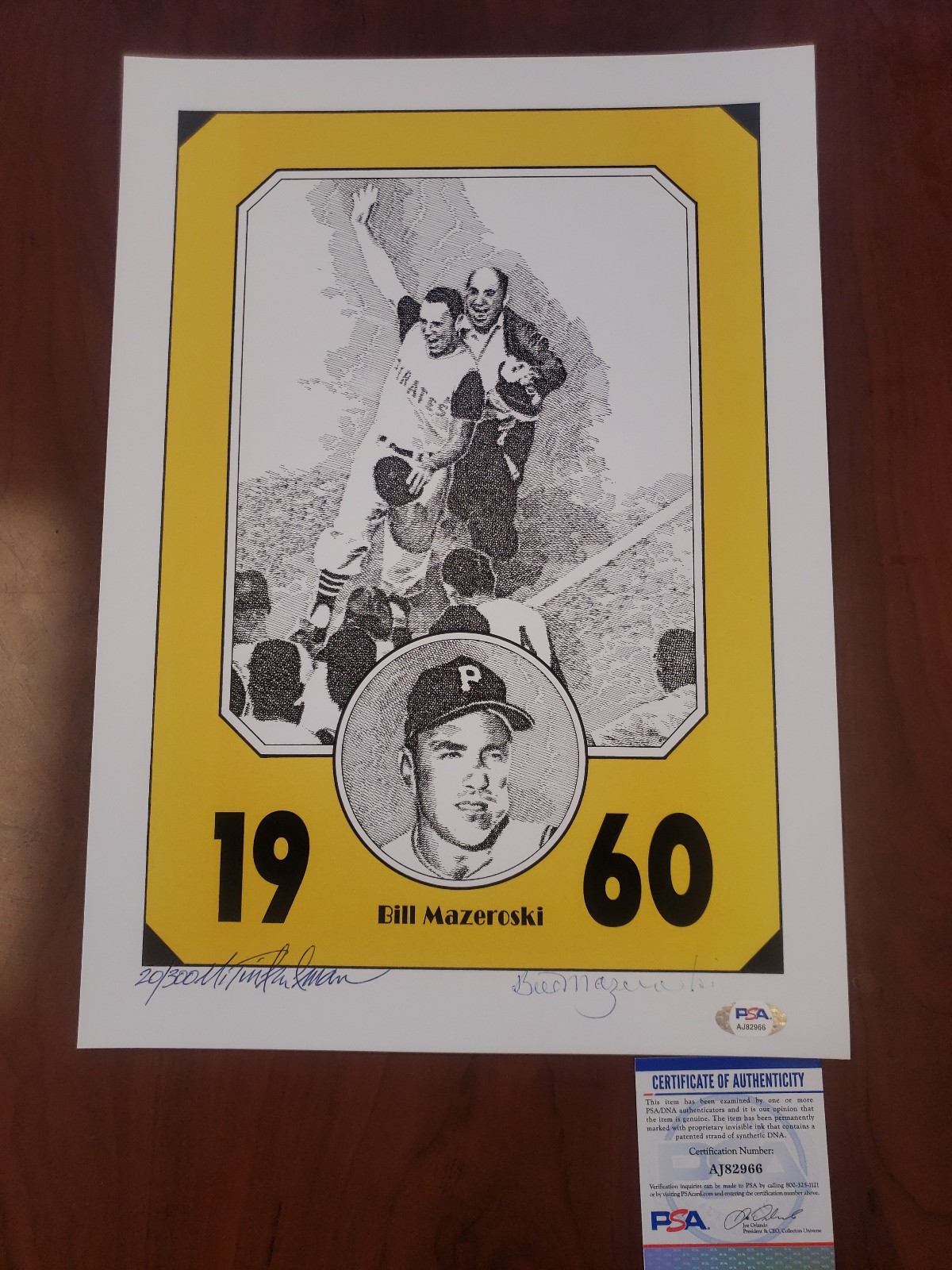 Pittsburgh Pirate great Bill Mazeroski signed lithograph