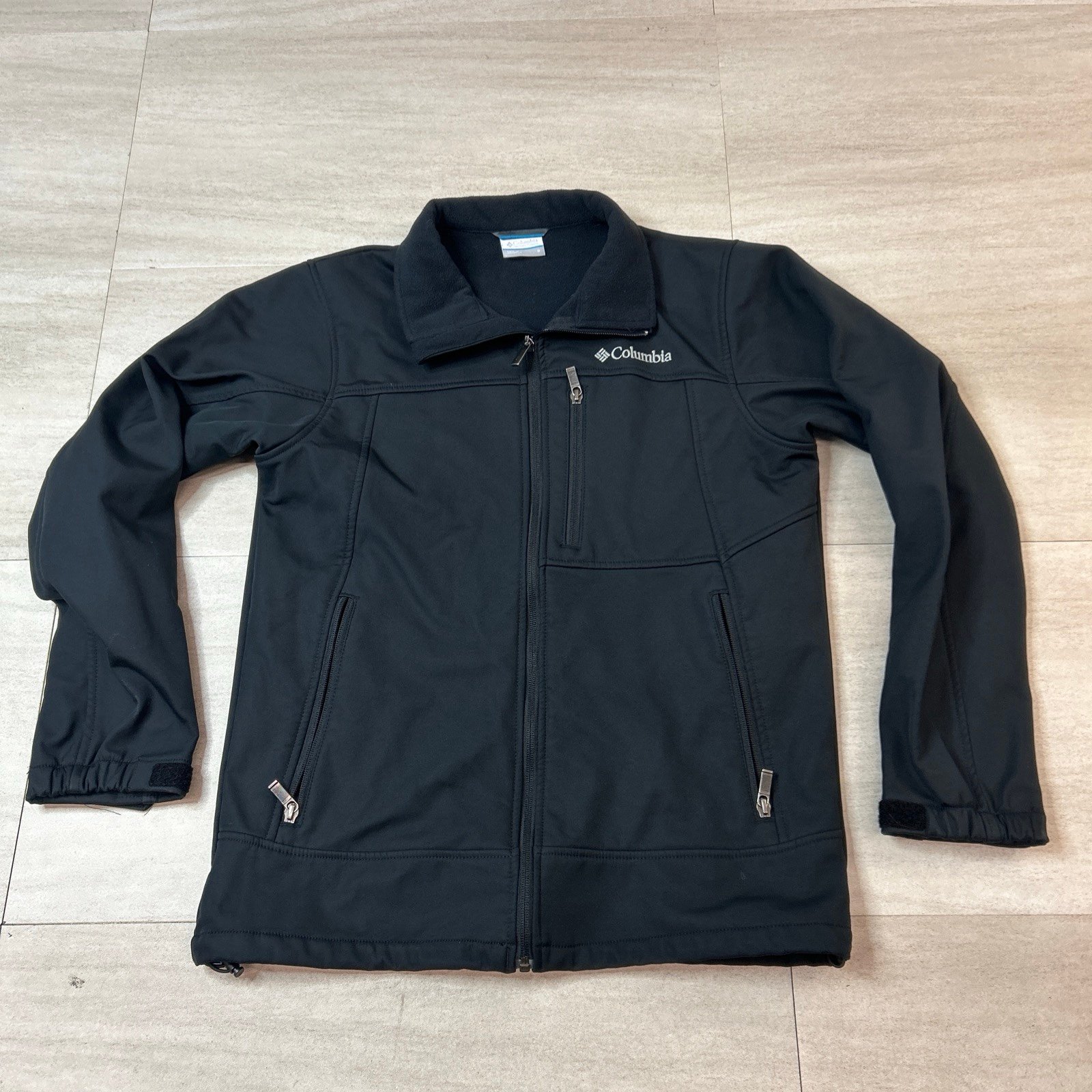 Columbia Men's Black Long-Sleeve Fleece-lined Jacket Zip Pockets Size small