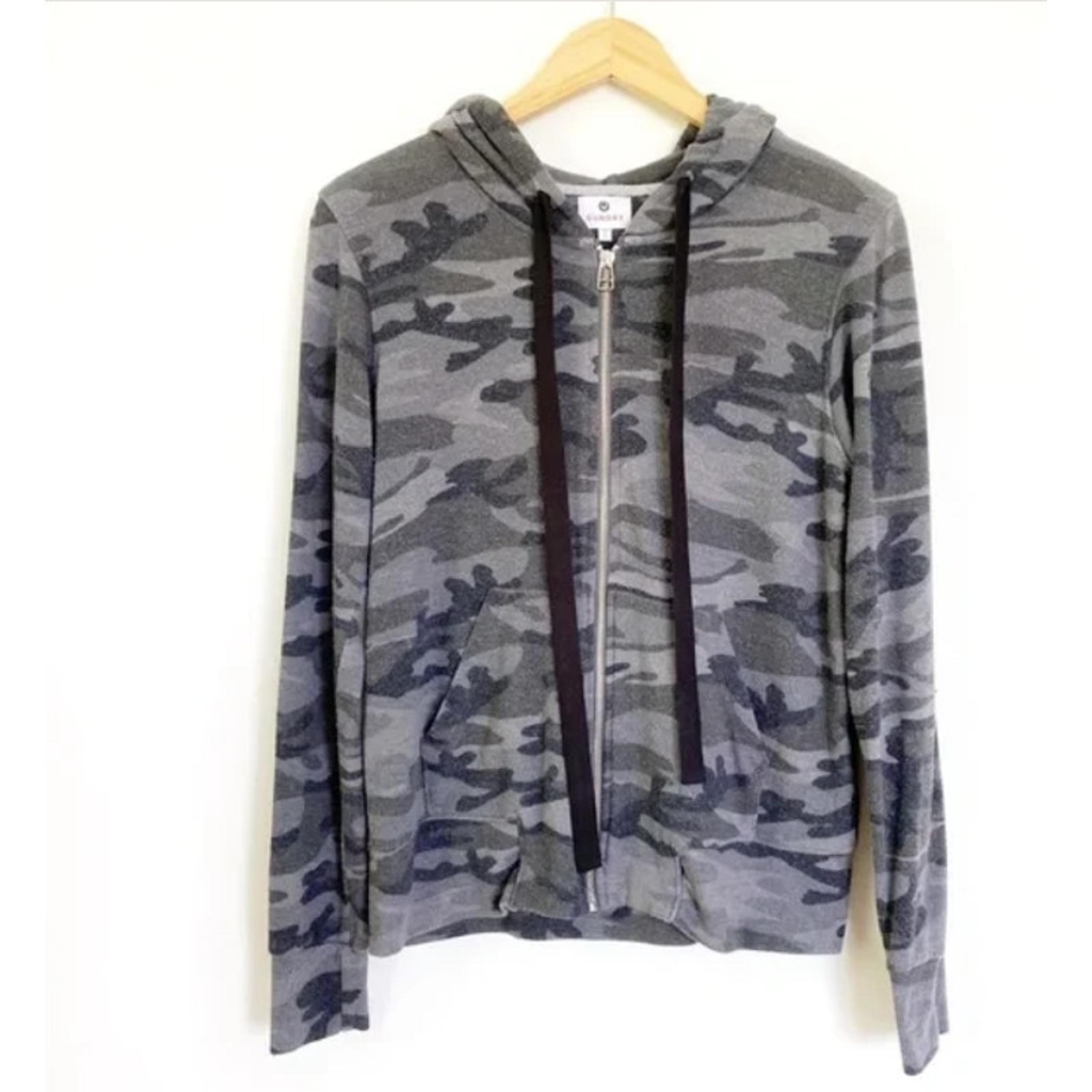 Sundry Camo Print Zip Up Hooded Sweatshirt 1