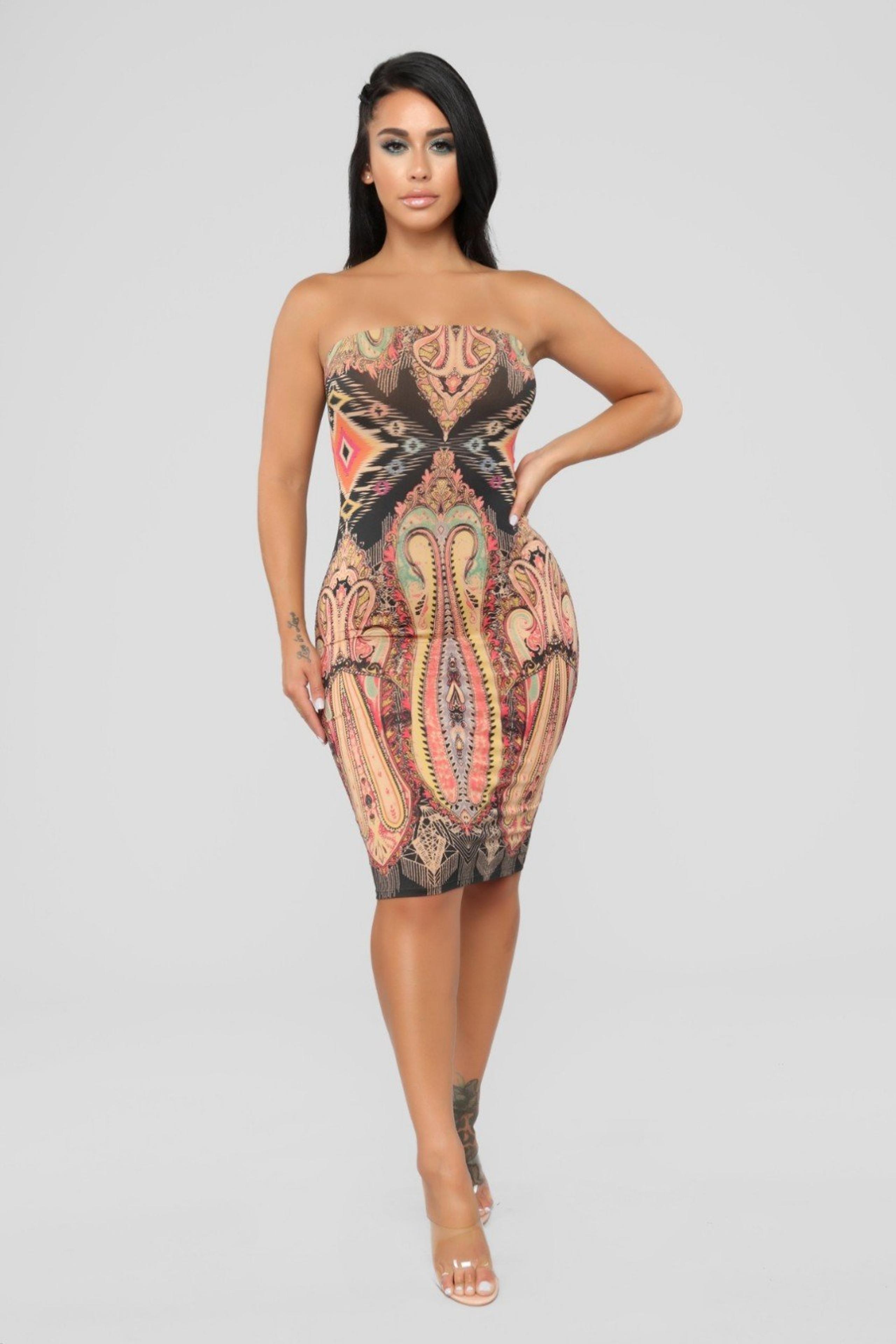 Abstract strapless Tube Dress size Medium