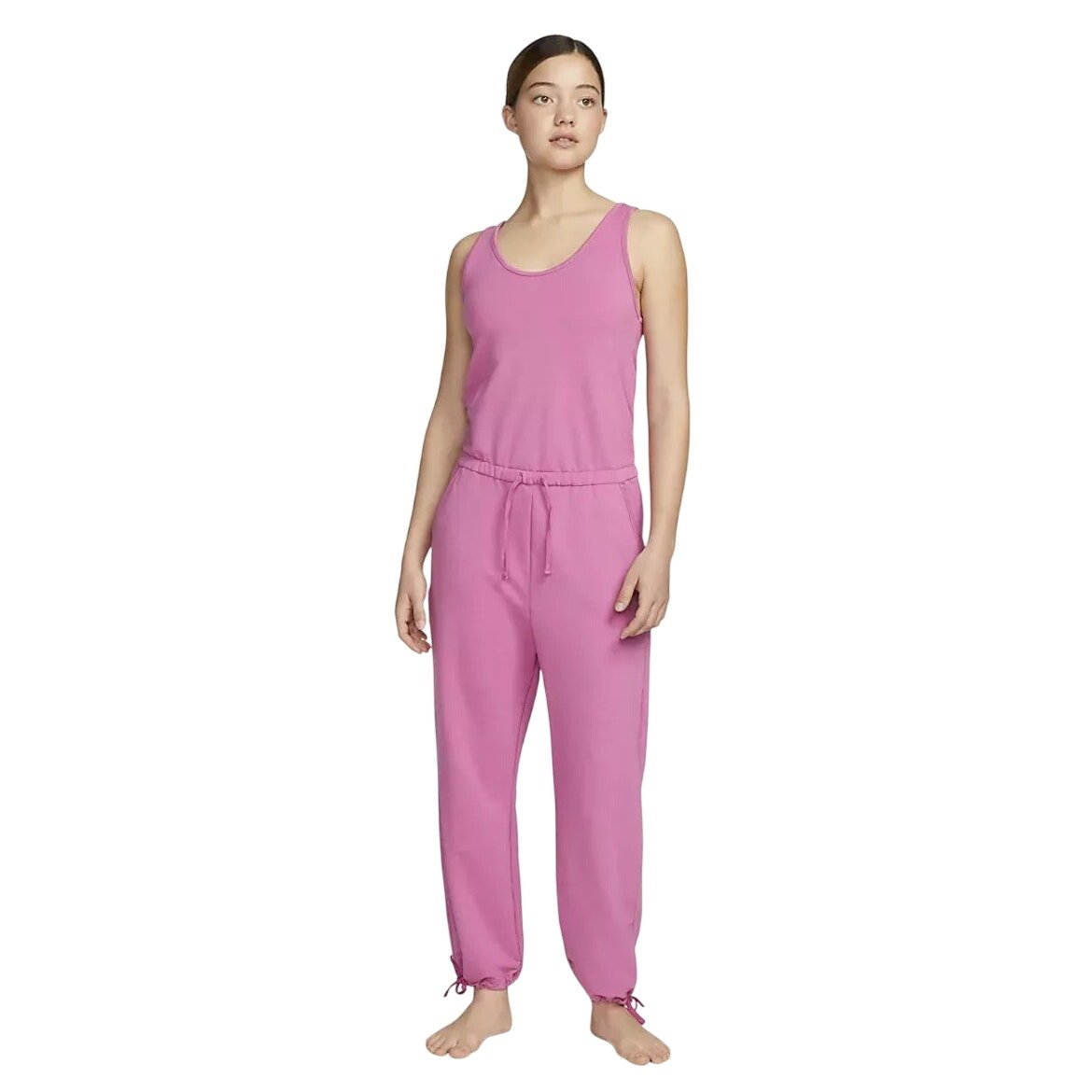 Womens Nike Yoga Jumpsuit L Pink Sleeveless Gym Casual Racerback Athleisure