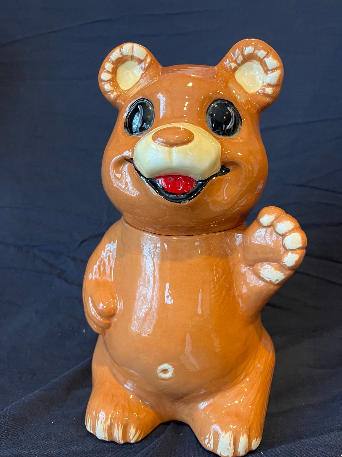 Vintage Bear Waving Cookie Jar California