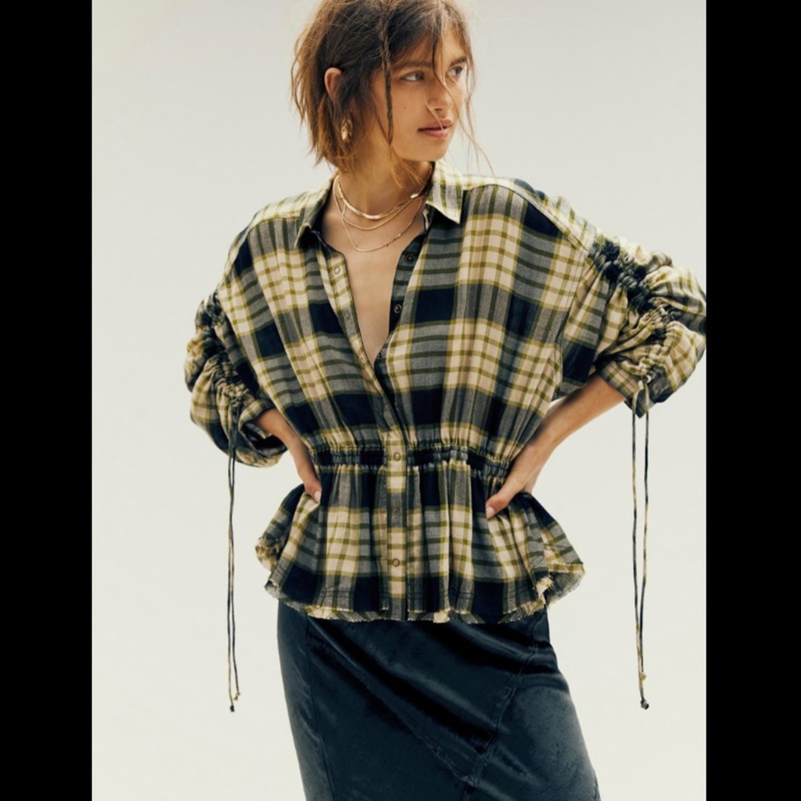 Free People Pacific Dawn Plaid Shirt