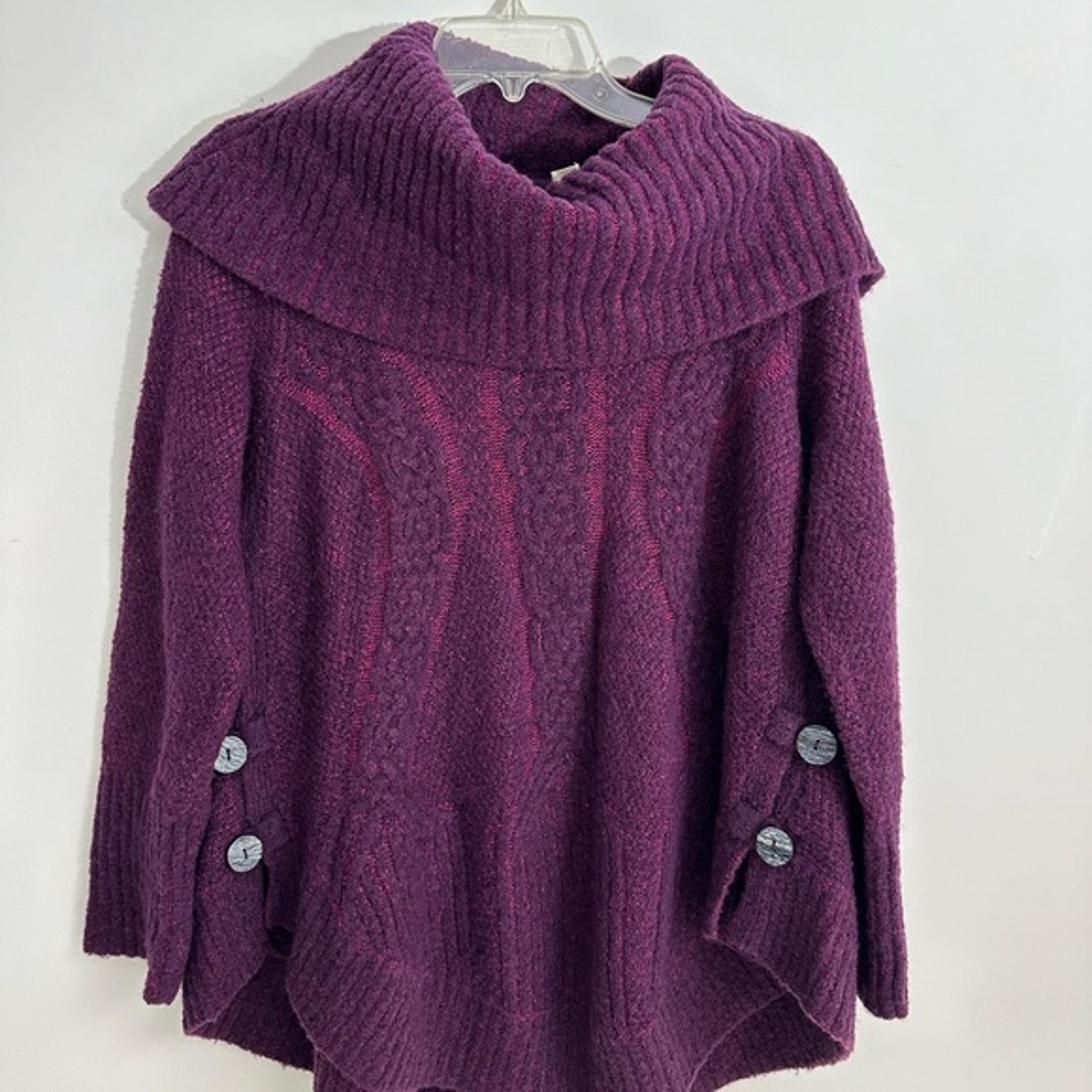 Anthropologie’s Wool Blend Cowl Neck Purple Sweater Size women’s Medium petite